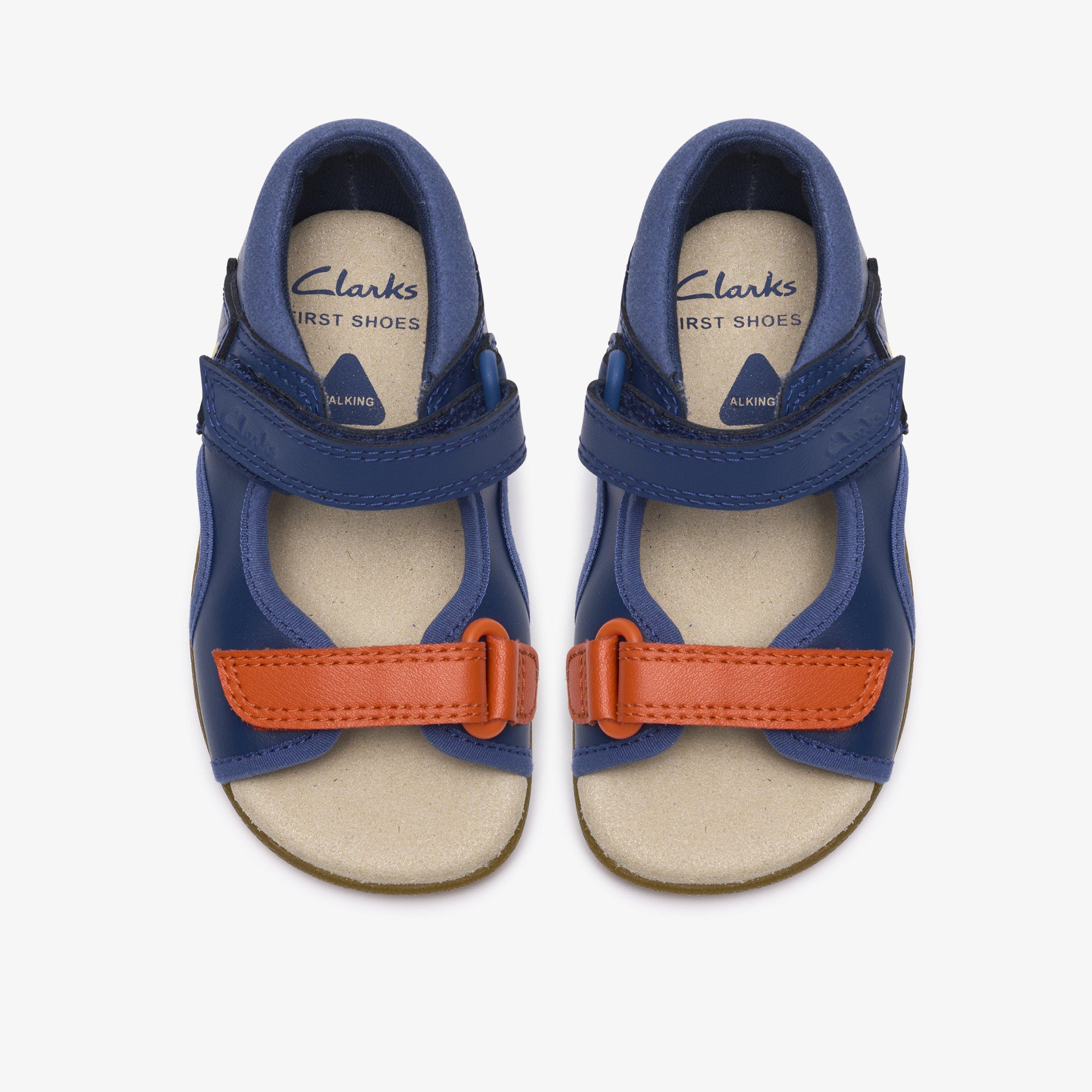 Zora Coast Toddler Navy Leather Flat Sandals Riptape, view 6 of 6