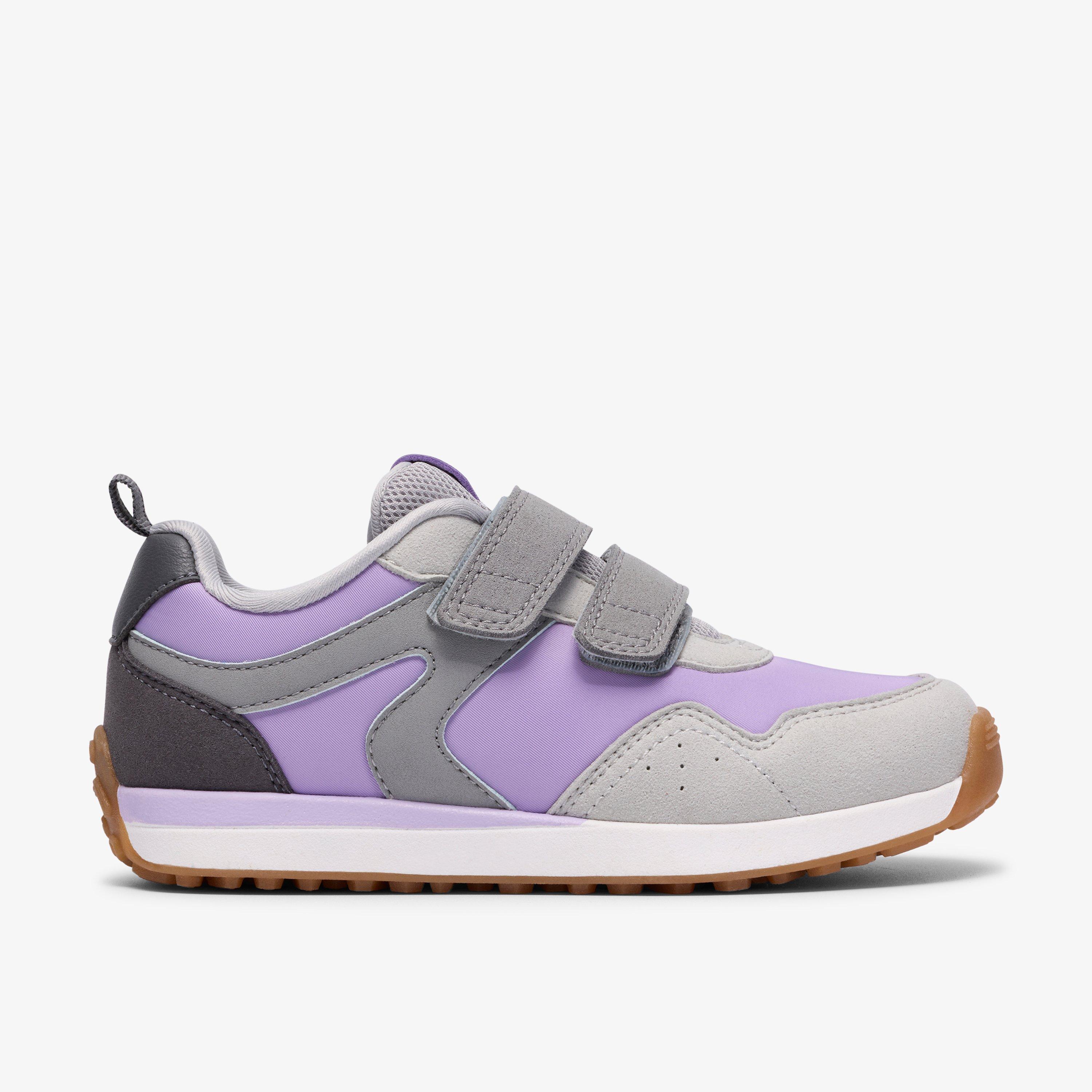 Dyrham Dash Kid Lilac Combination Trainers Riptape, view 1 of 6