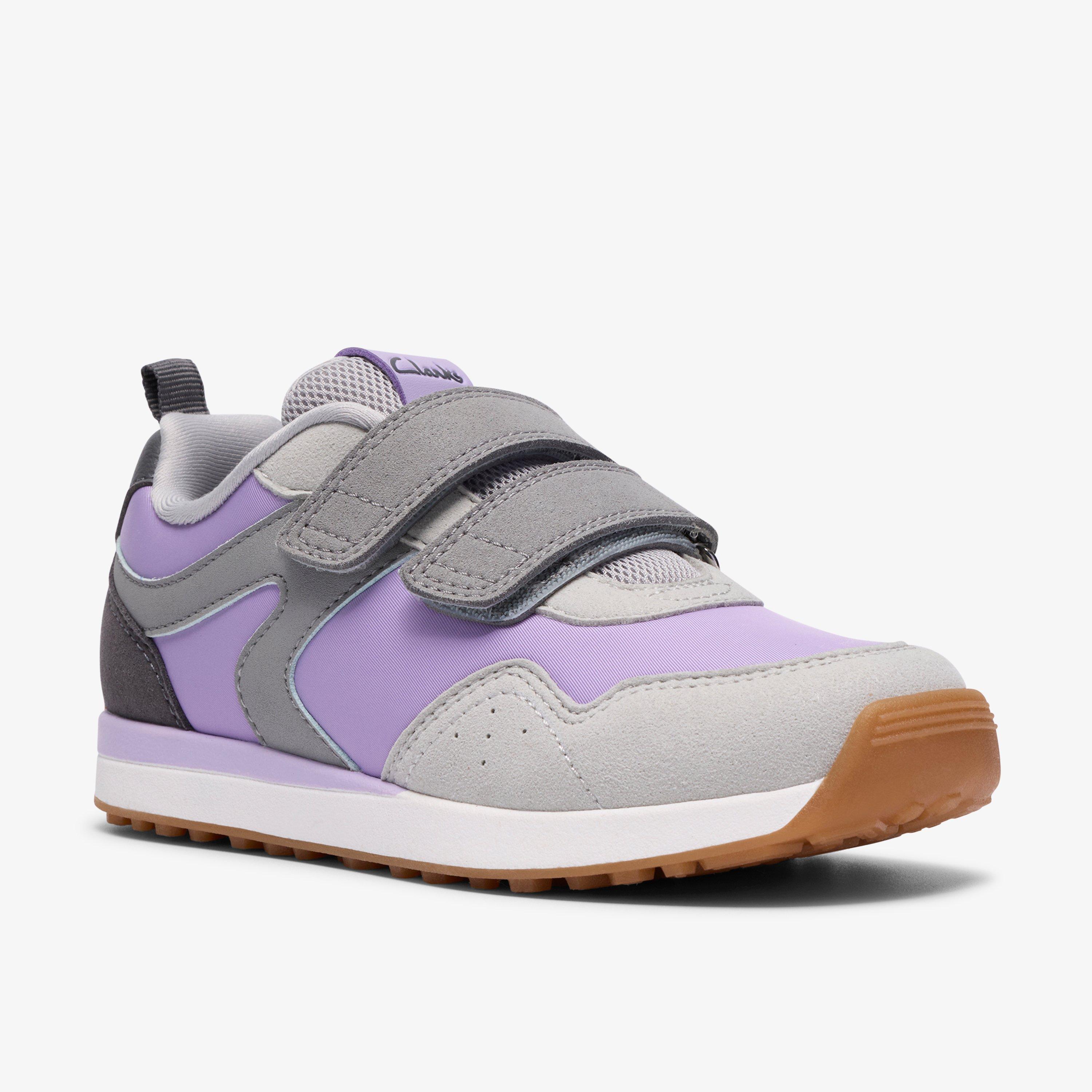 Dyrham Dash Kid Lilac Combination Trainers Riptape, view 4 of 6