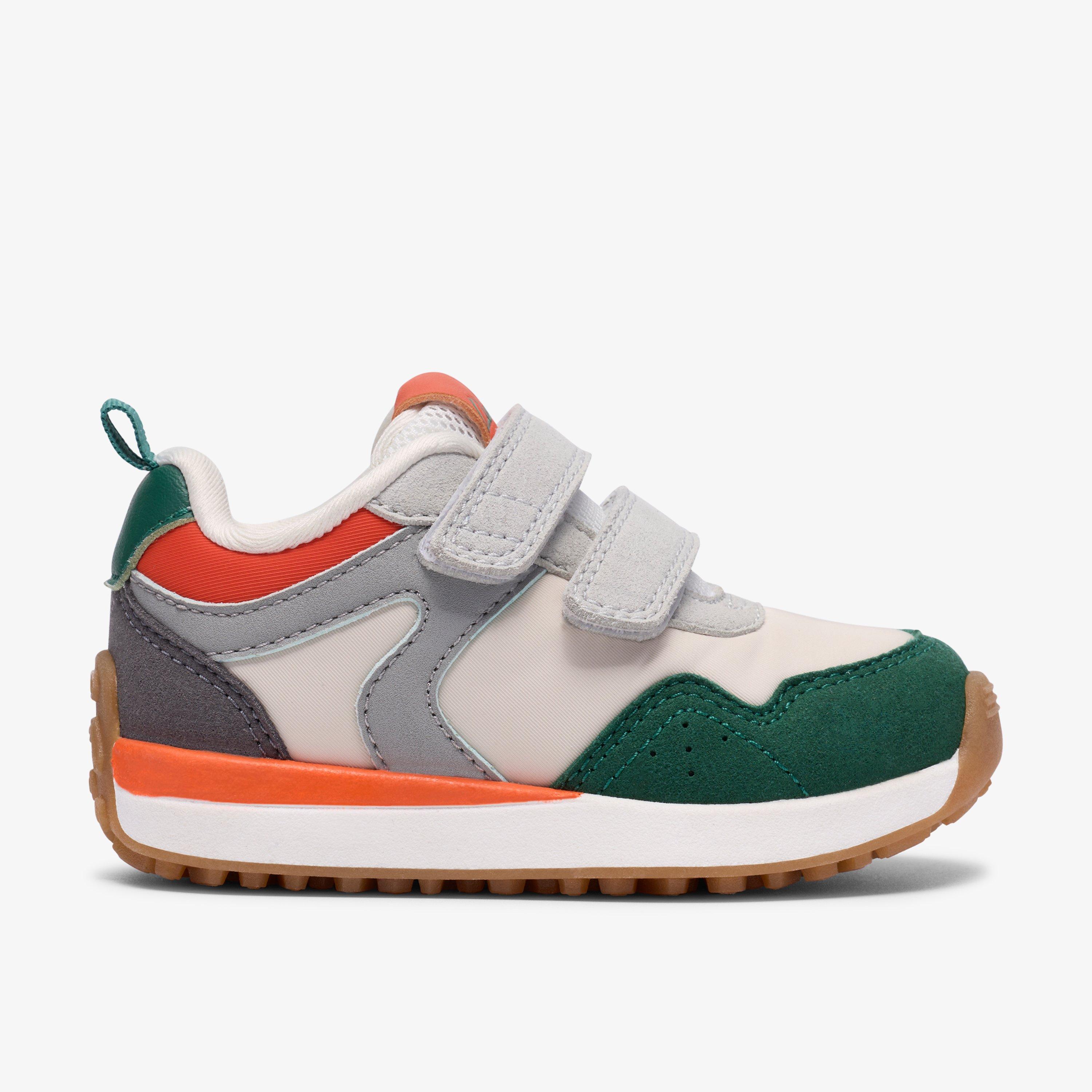 Dyrham Dash Toddler White/Grey Trainers Riptape, view 1 of 6