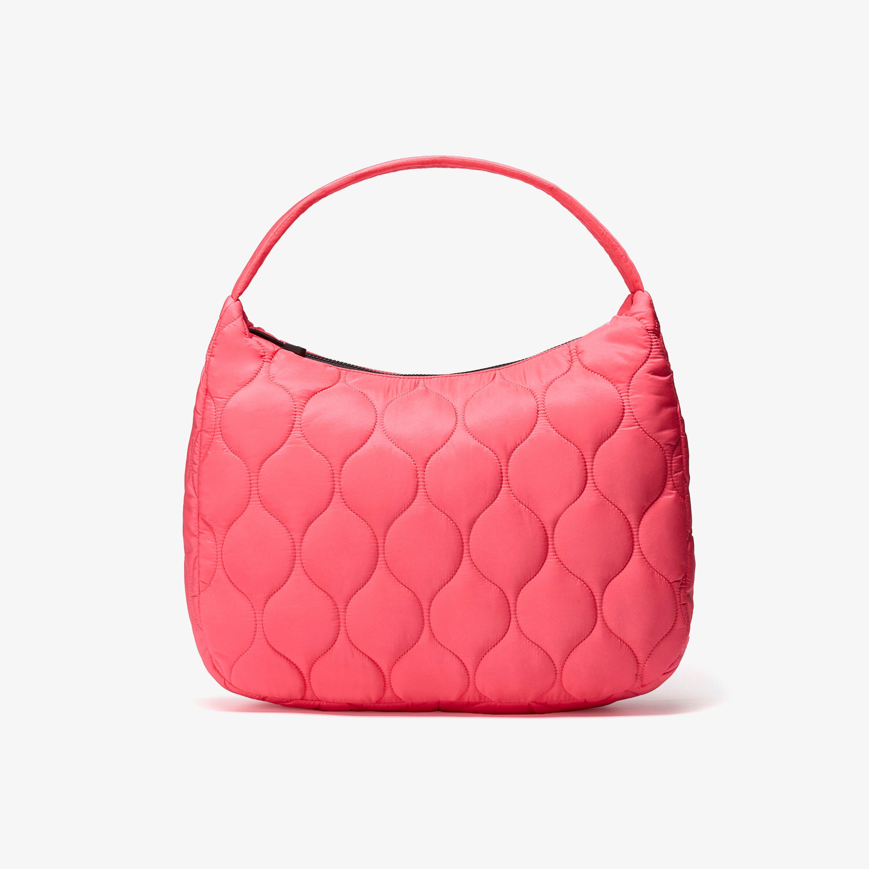 Quilted Tote Bright Pink Synthetic Tote Bag Shoulder Bag, view 1 of 6