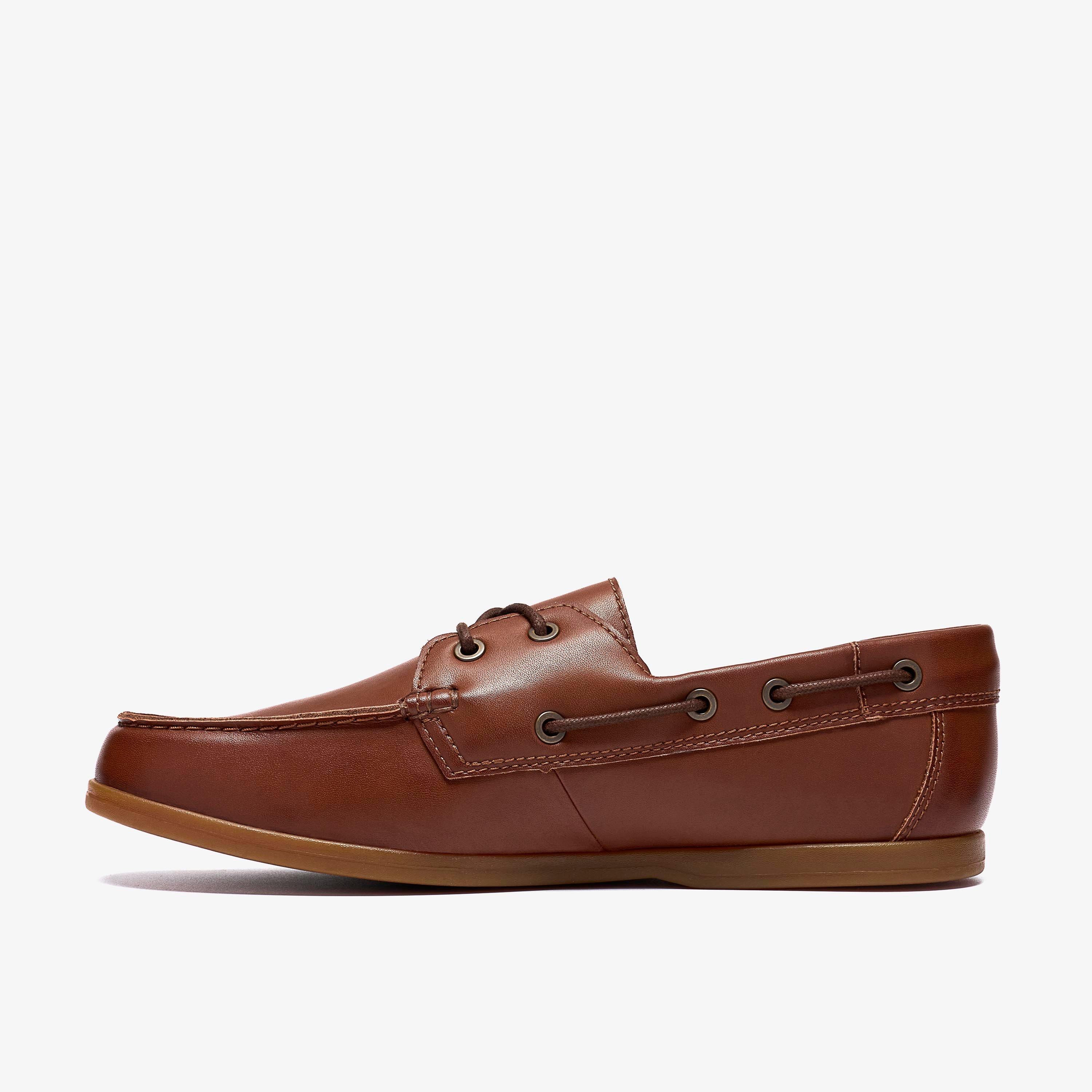 Ebford Lace Brown Leather Boat Shoes Lace Up, view 2 of 6