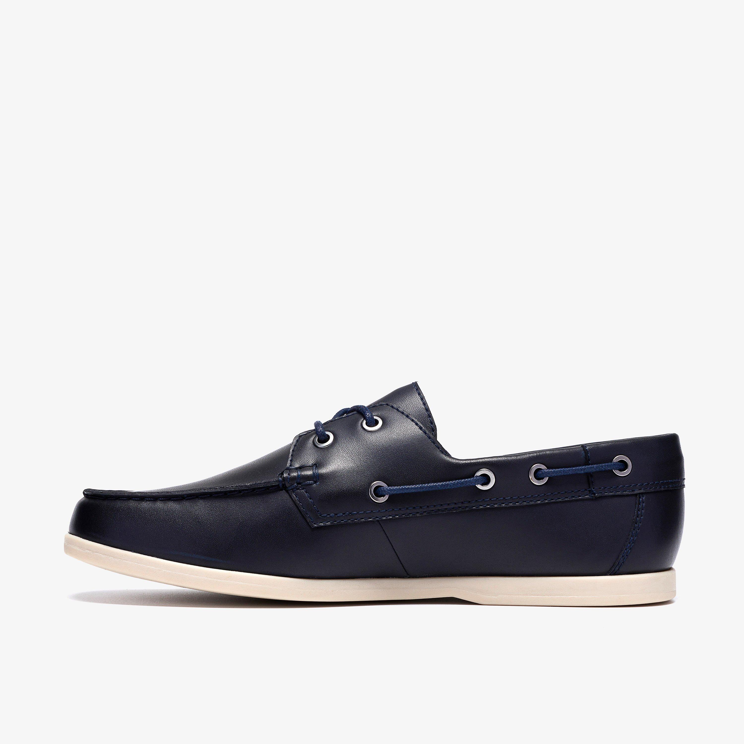 Ebford Lace Navy Leather Boat Shoes Lace Up, view 2 of 6