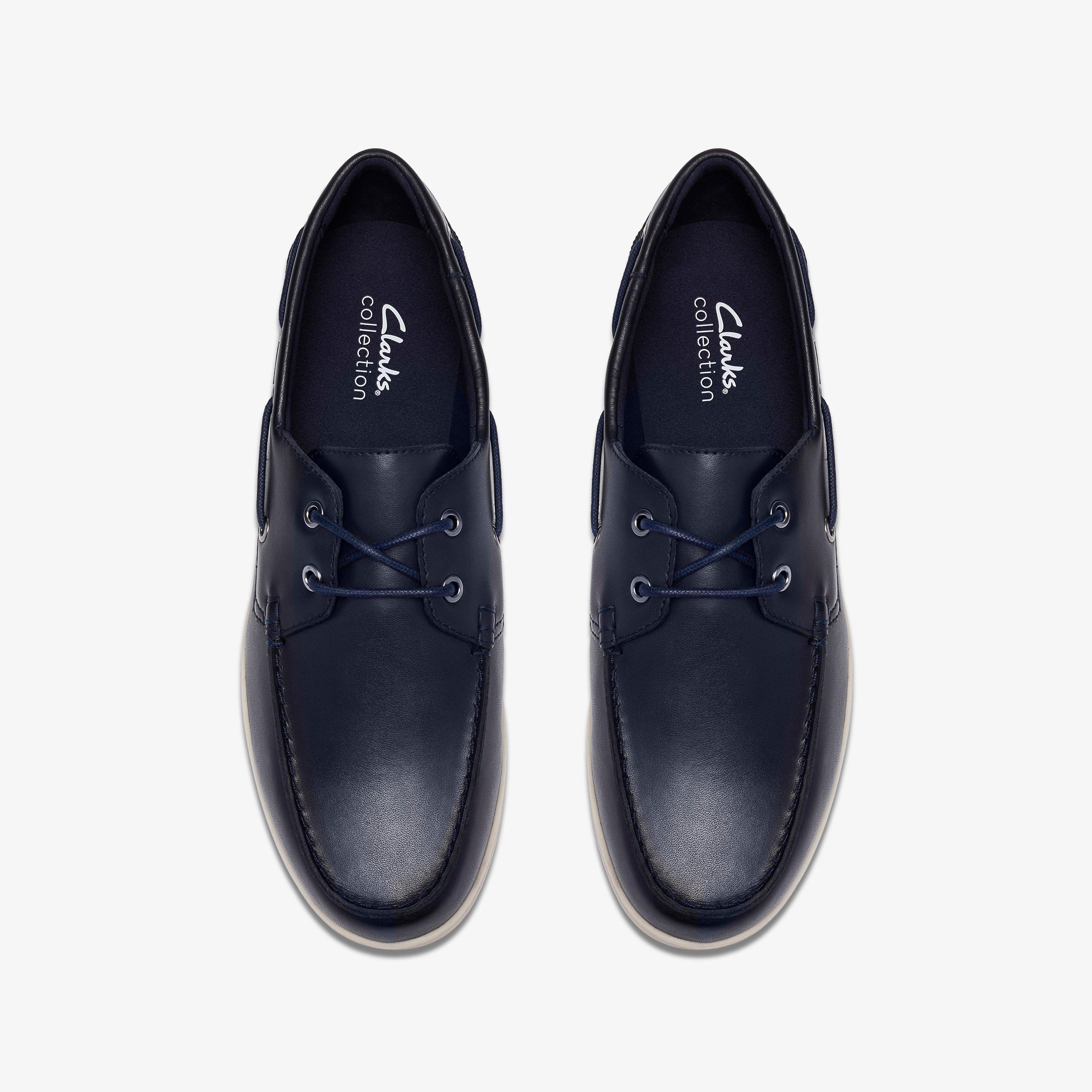 Ebford Lace Navy Leather Boat Shoes Lace Up, view 6 of 6