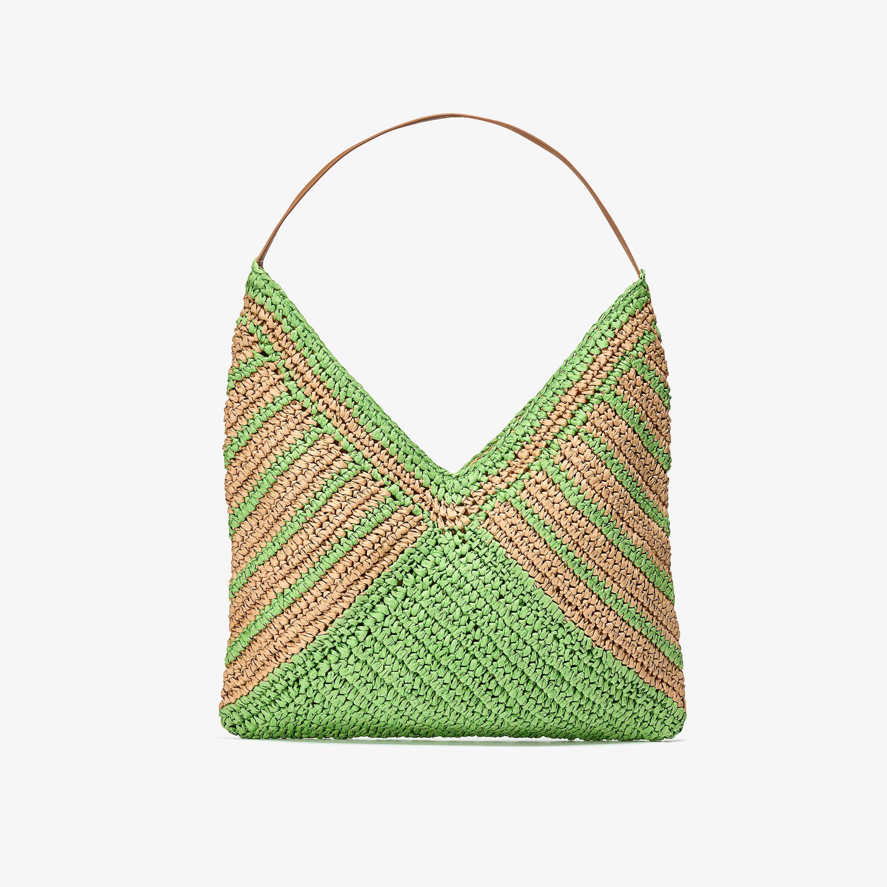 Palma Tote Natural/Green Tote Bag Shoulder Bag, view 1 of 6