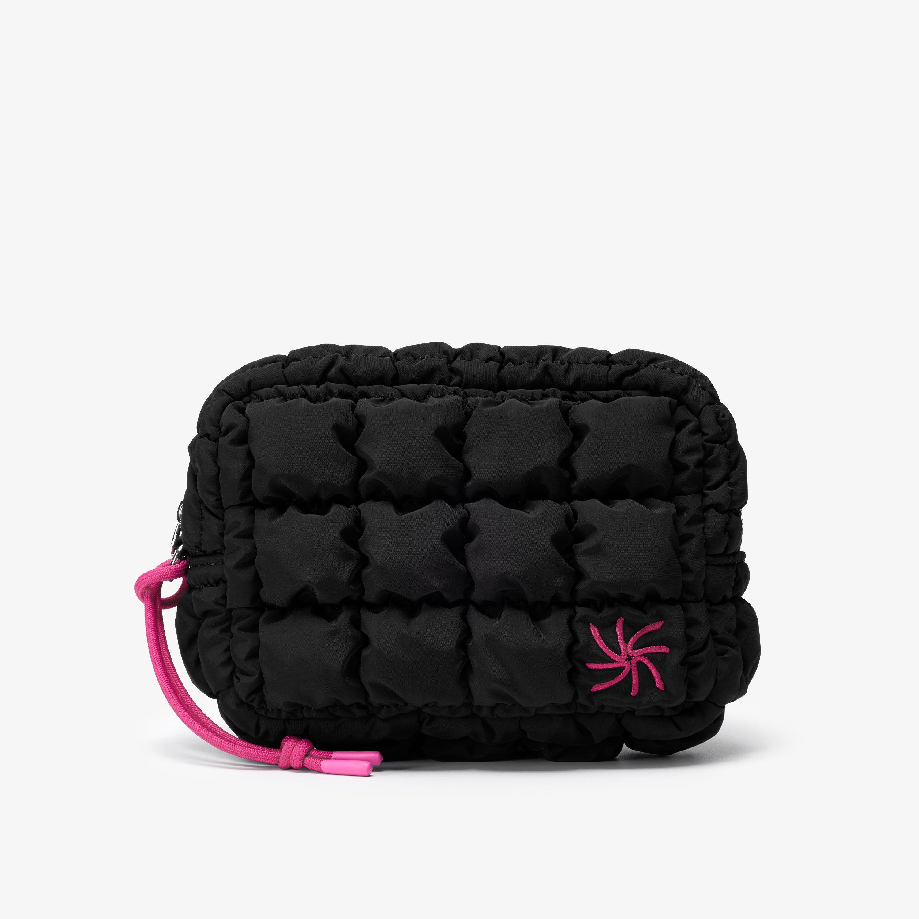 Quilt Wash Bag Black/Pink Pouch, view 1 of 6