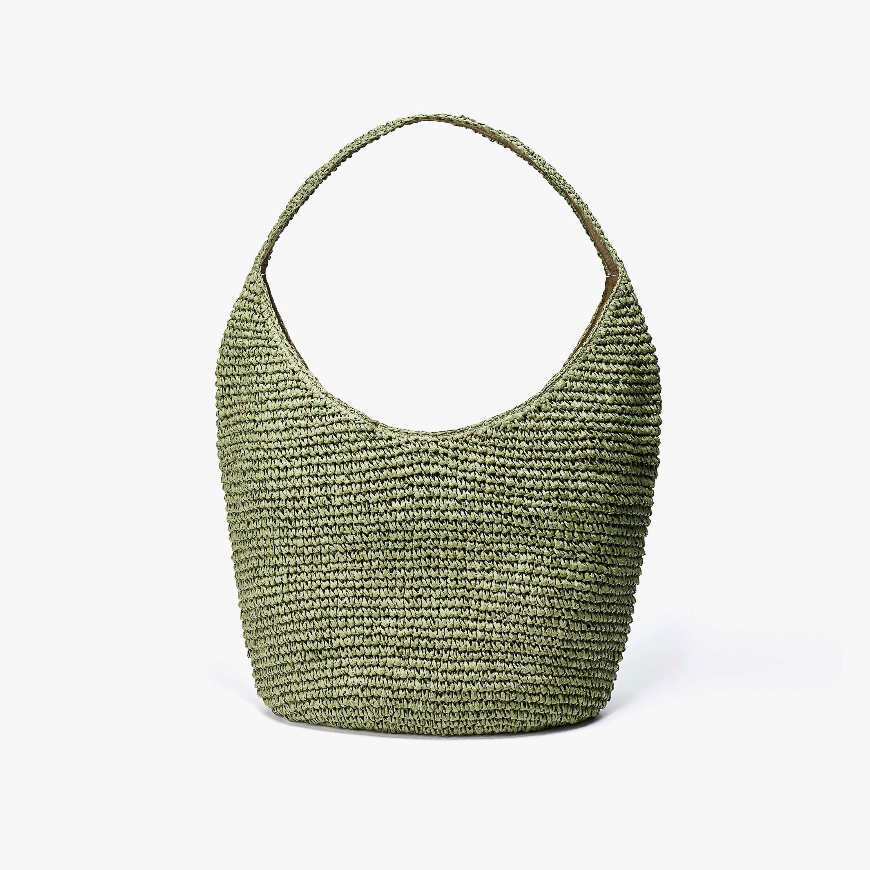 Talia Straw Green Tote Bag Shoulder Bag, view 1 of 6