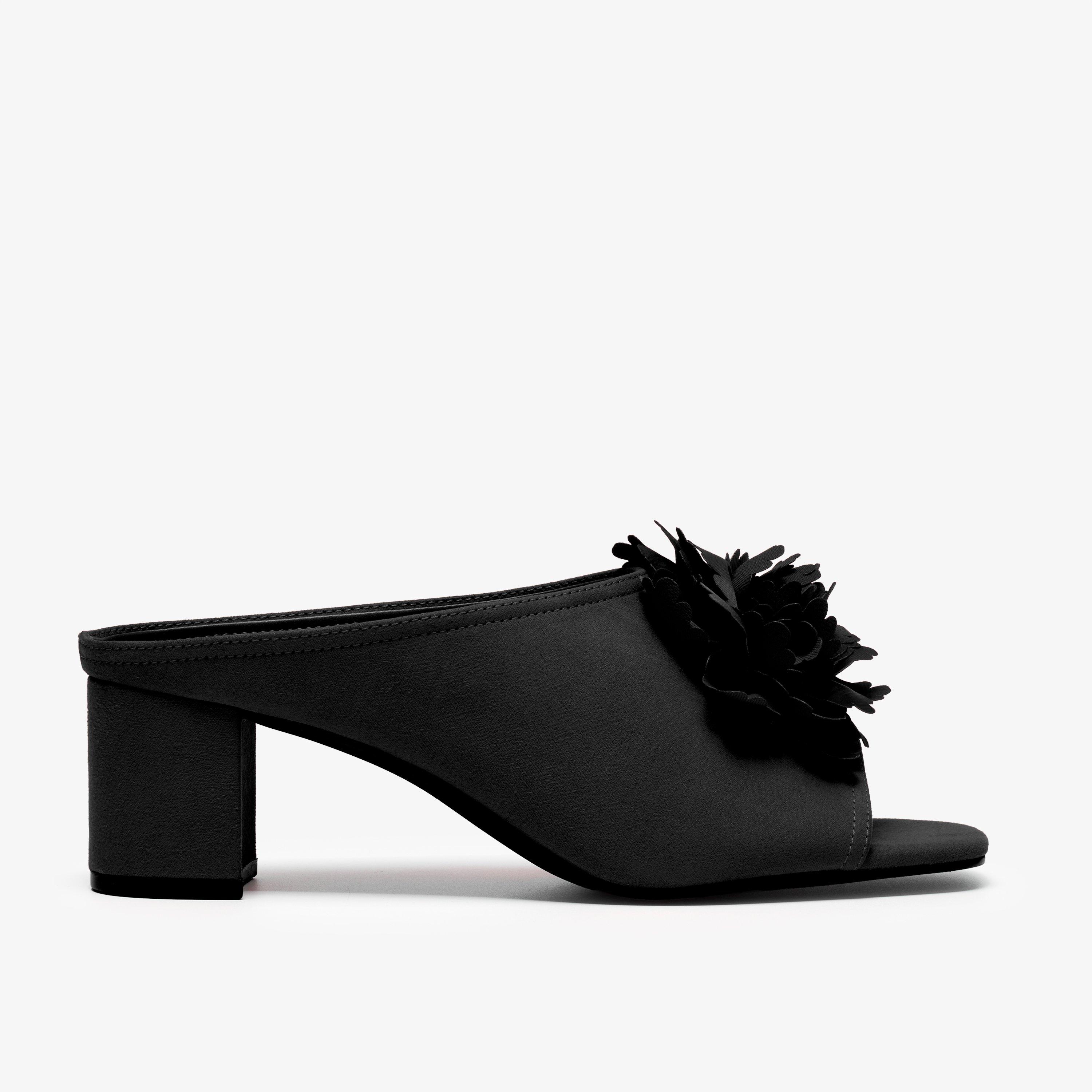 Siray Bloom Black Heeled Sandals, view 1 of 6