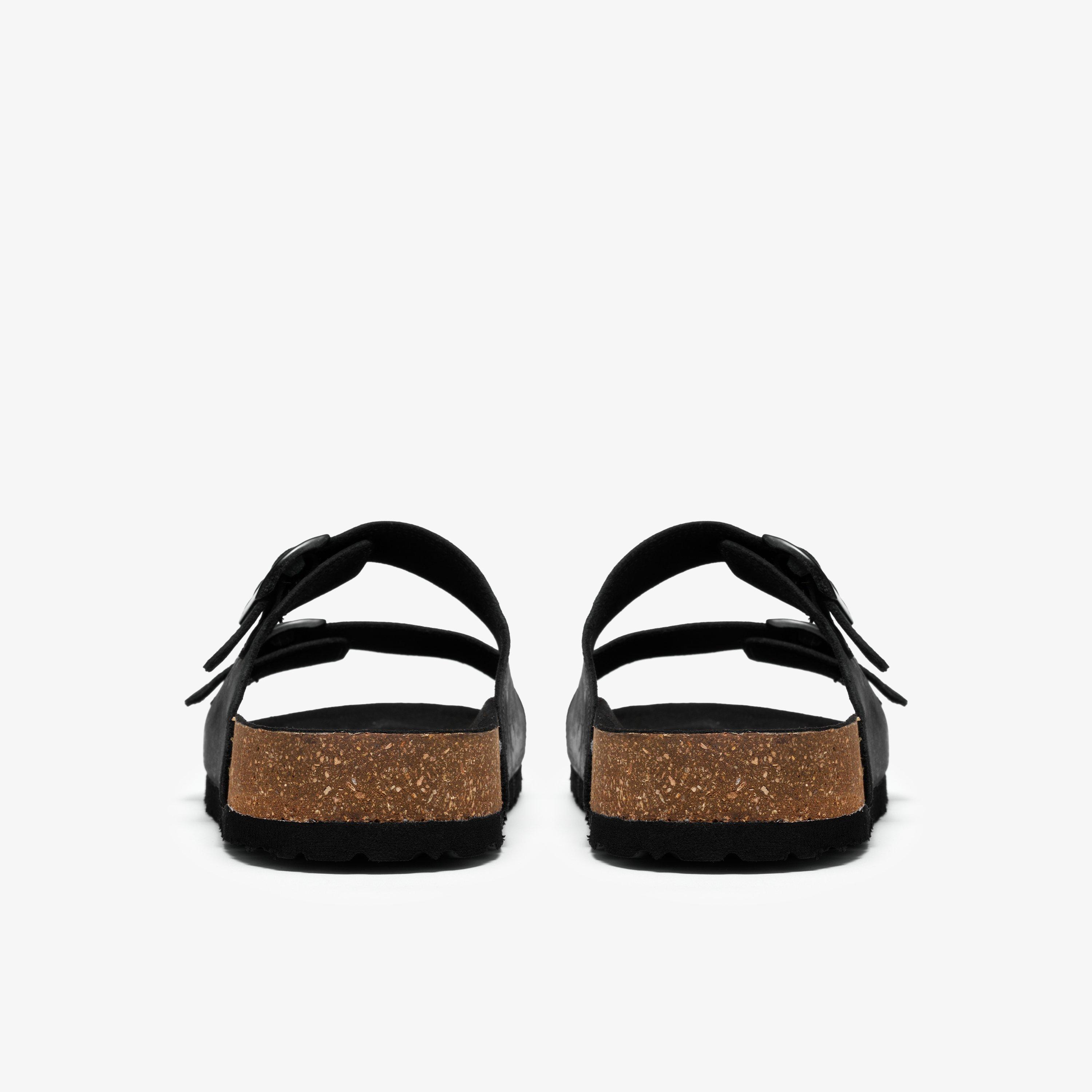 Wembury Strap Black Leather Slip Ons Flat Sandals, view 5 of 6