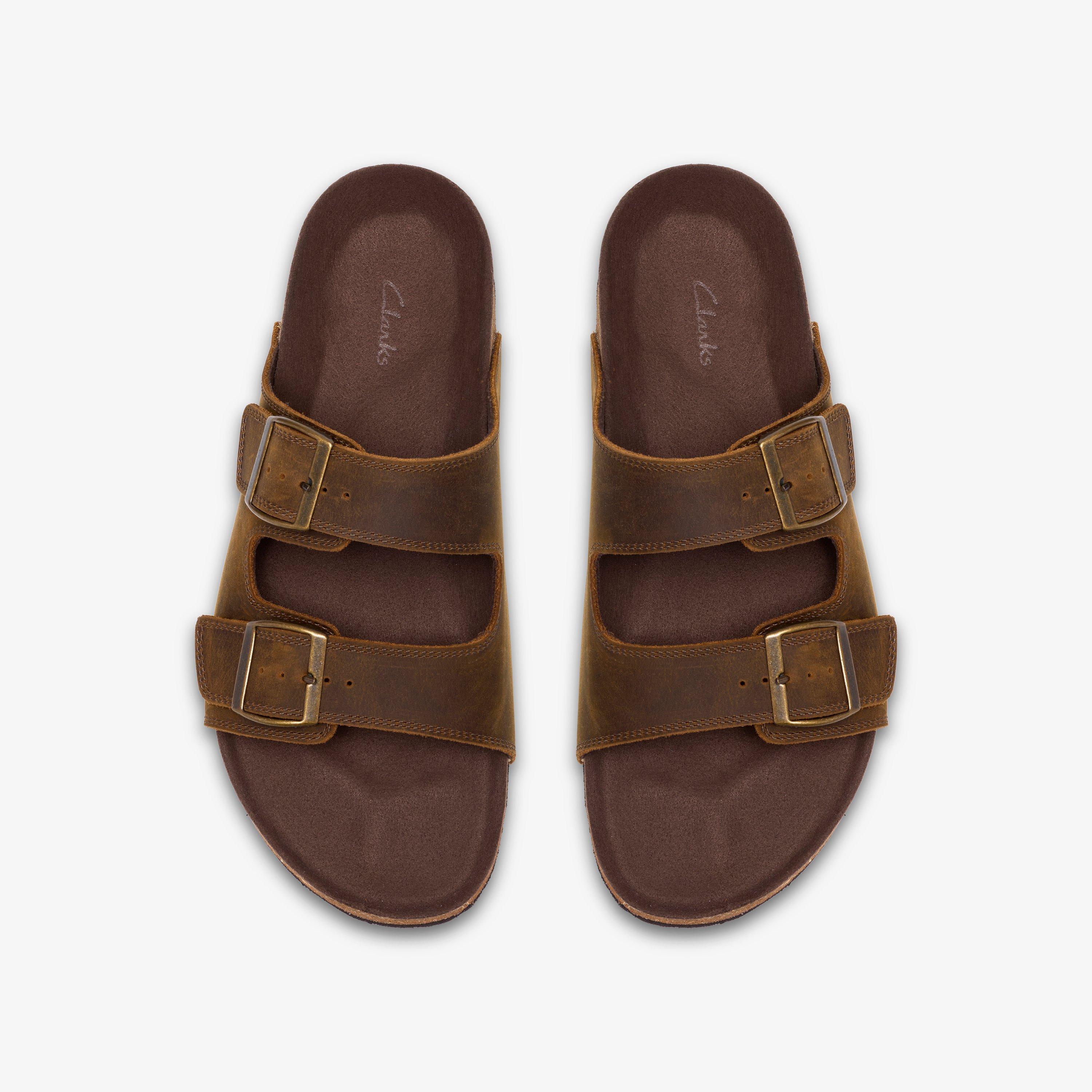 Wembury Strap Brown Leather Slip Ons Flat Sandals, view 6 of 6