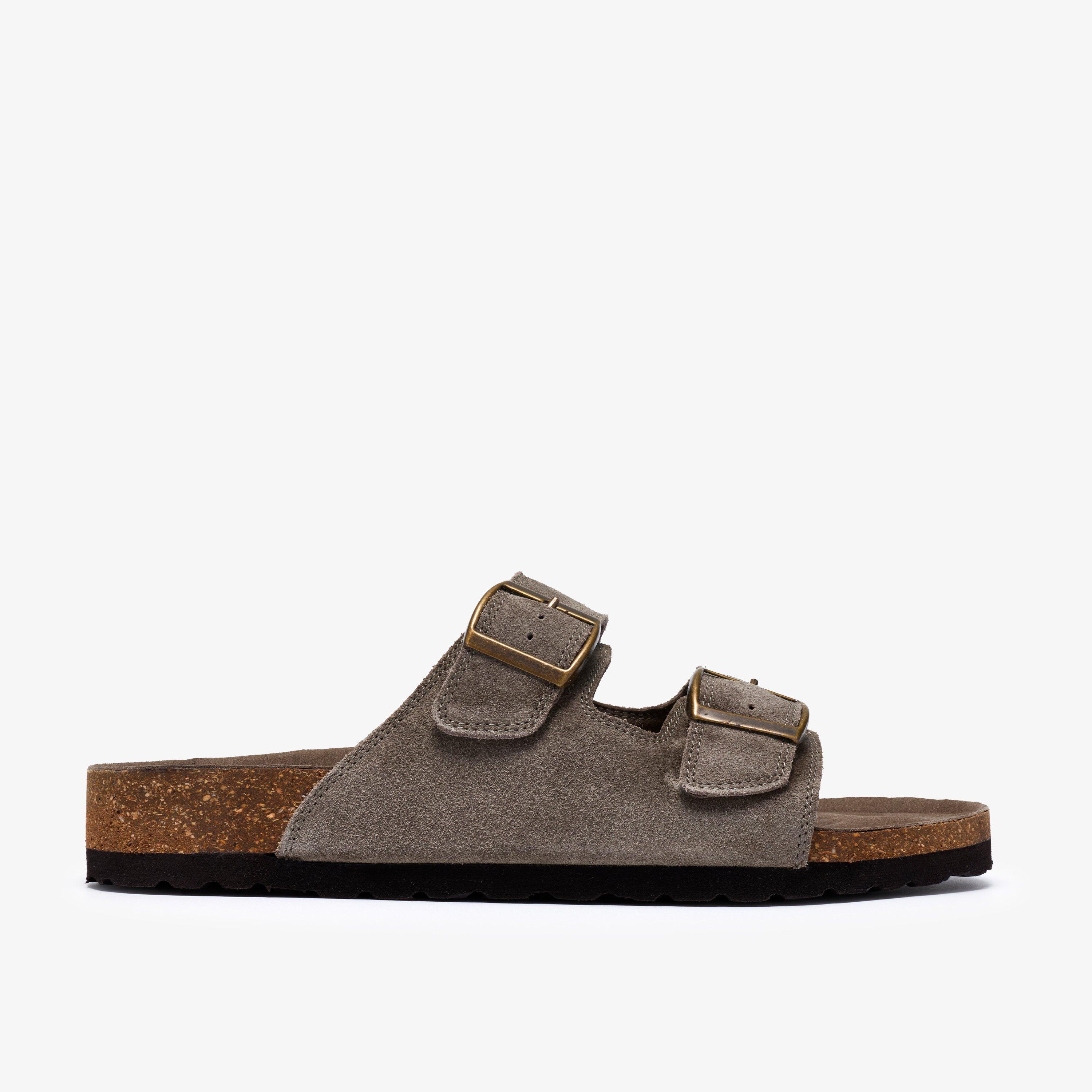 Wembury Strap Grey Suede Slip Ons Flat Sandals, view 1 of 6