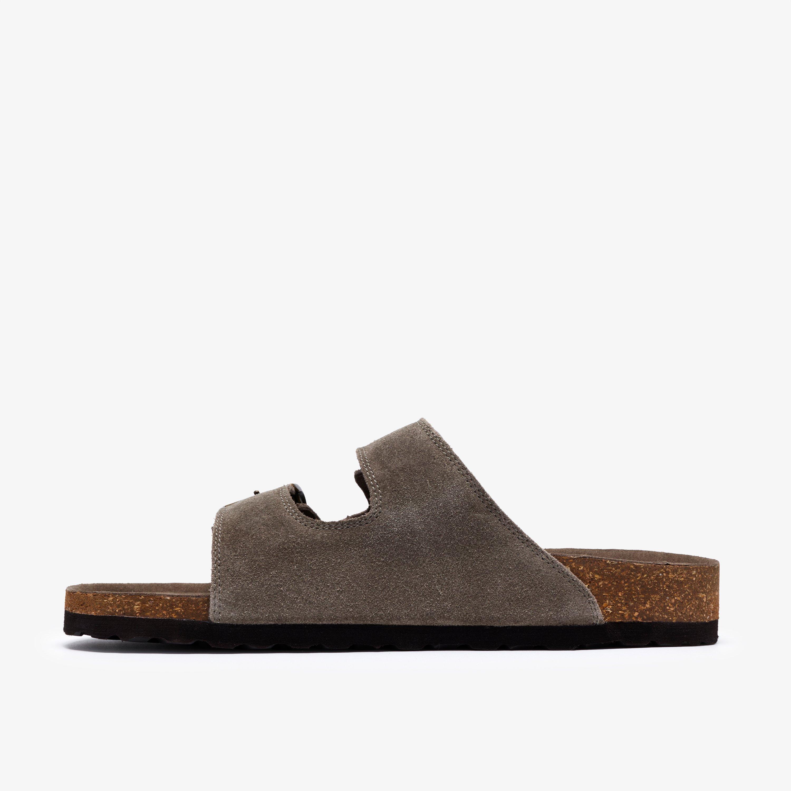 Wembury Strap Grey Suede Slip Ons Flat Sandals, view 2 of 6