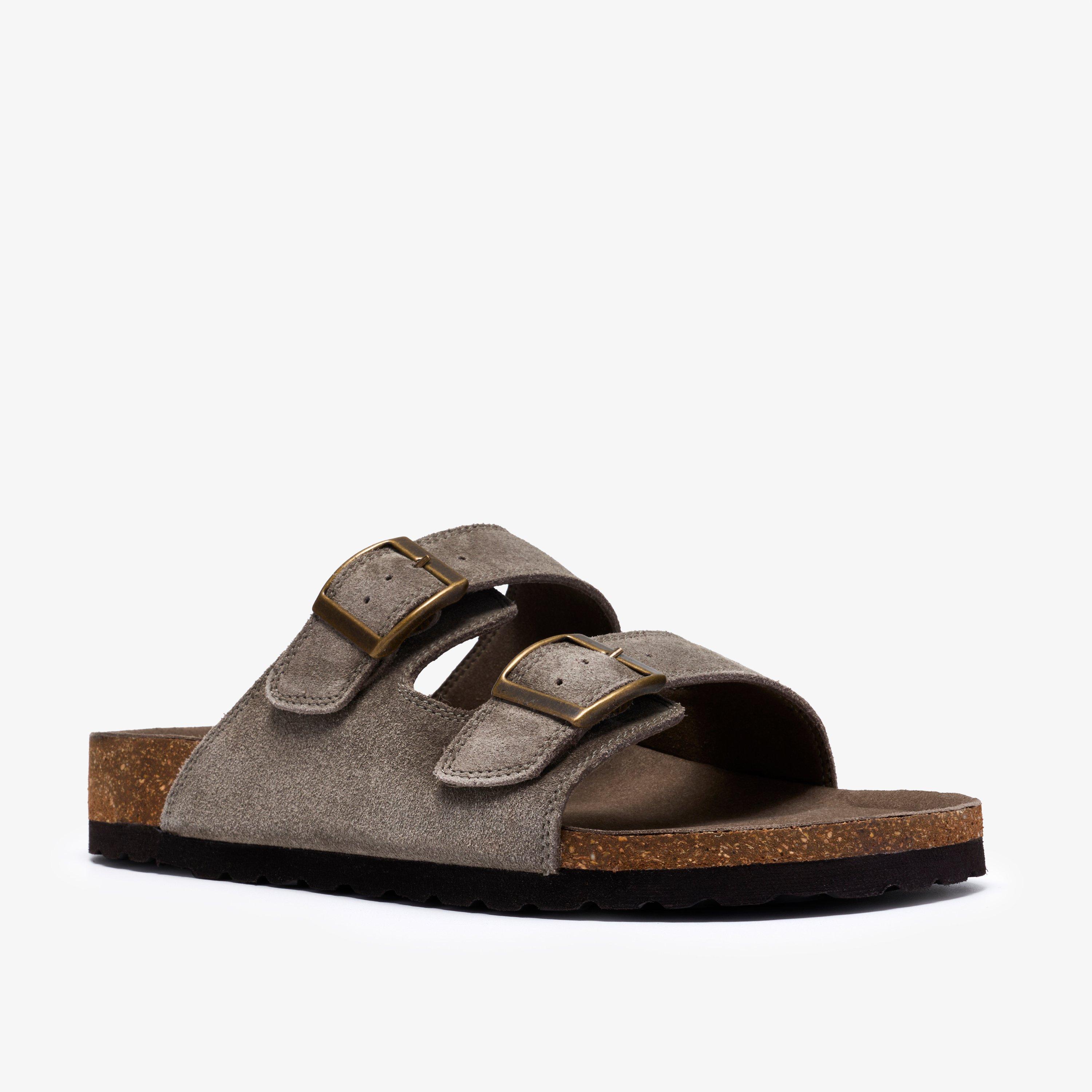 Wembury Strap Grey Suede Slip Ons Flat Sandals, view 4 of 6