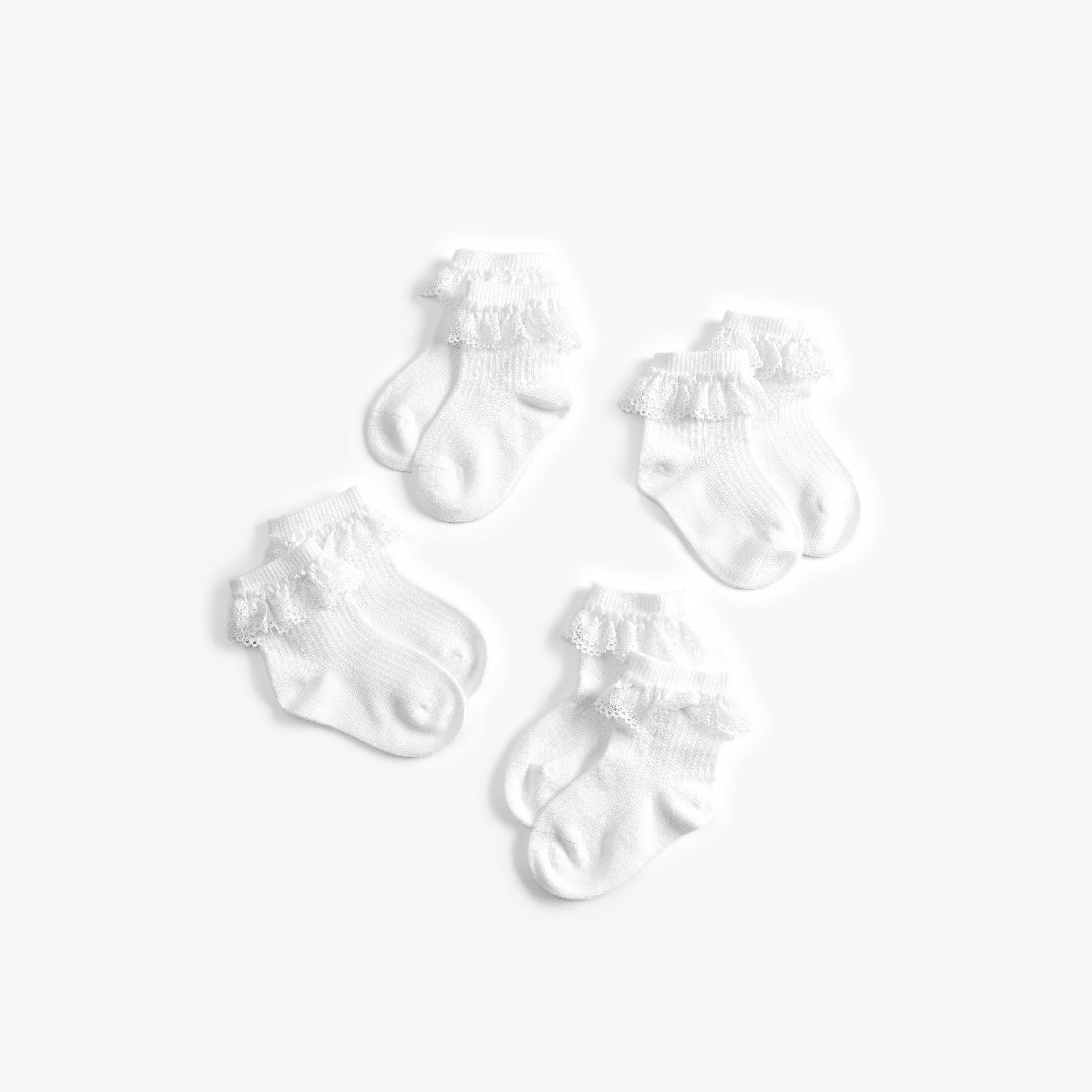Frilly Socks 4 Pack White 0-6 Months — White