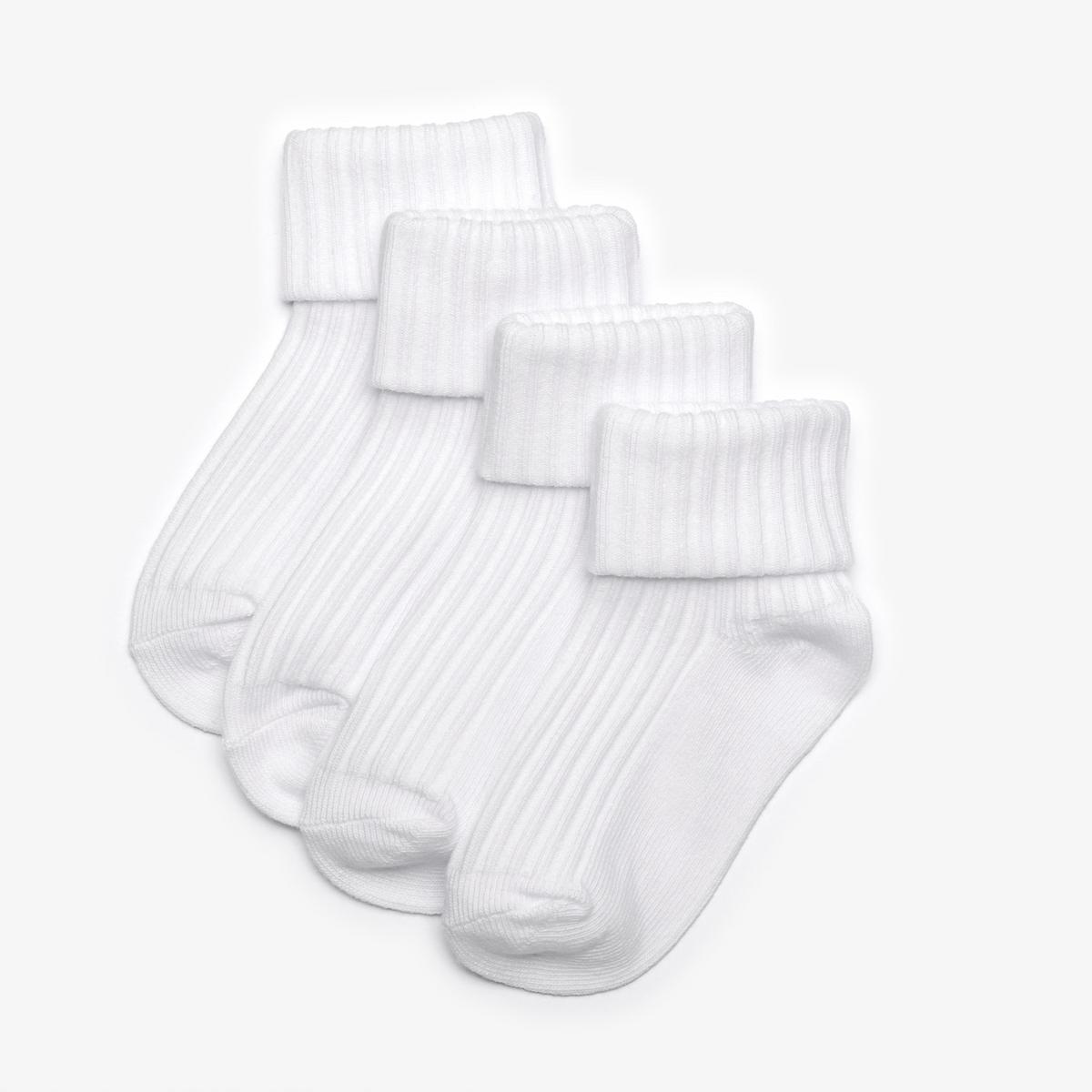 White Socks 4 Pack 6-12 Months — White