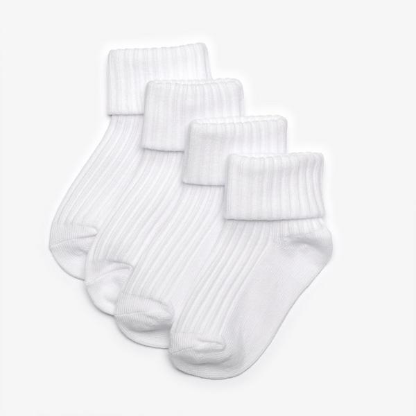 White Socks 4 Pack 6-12 Months — White