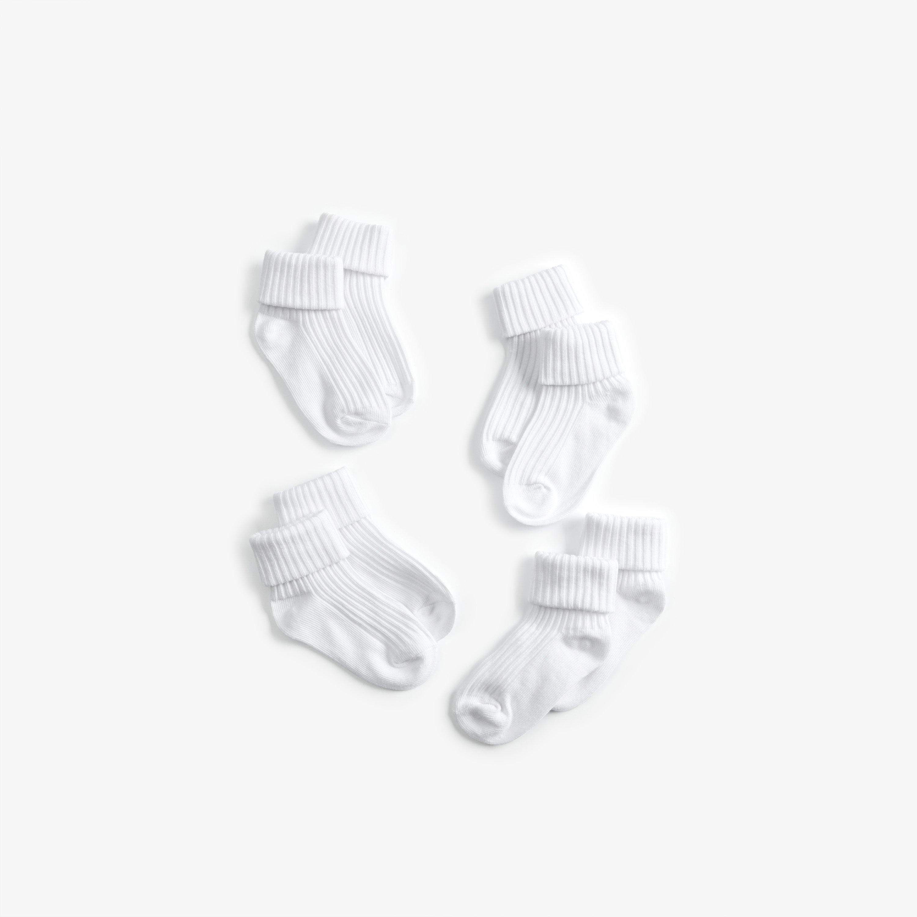 White Socks 4 Pack 6-12 Months — White