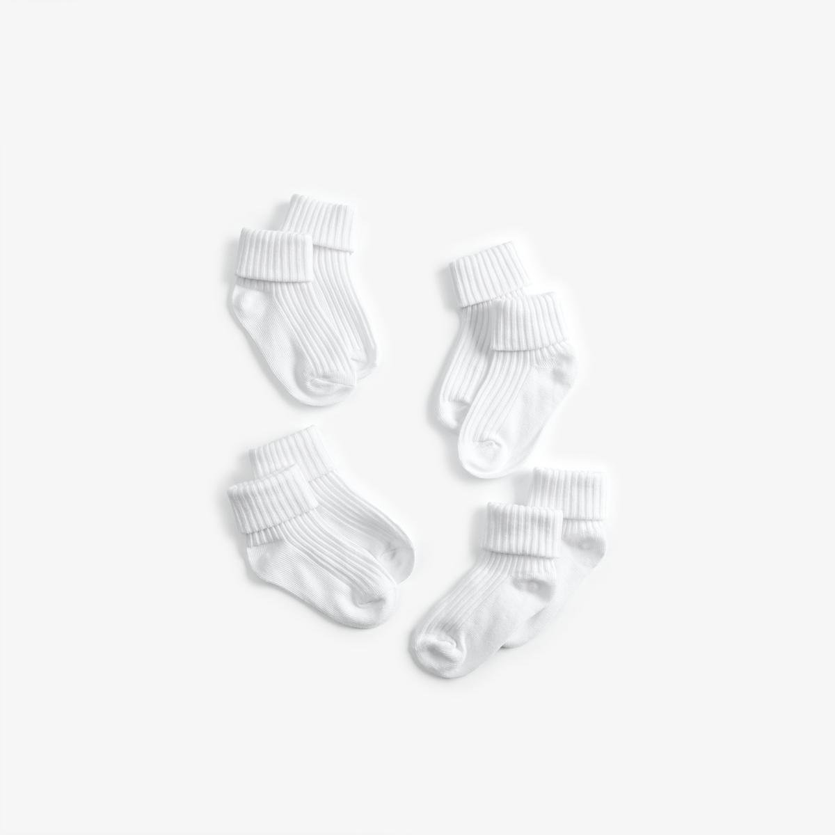 White Socks 4 Pack 6-12 Months — White
