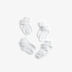 White Socks 4 Pack 6-12 Months — White 3