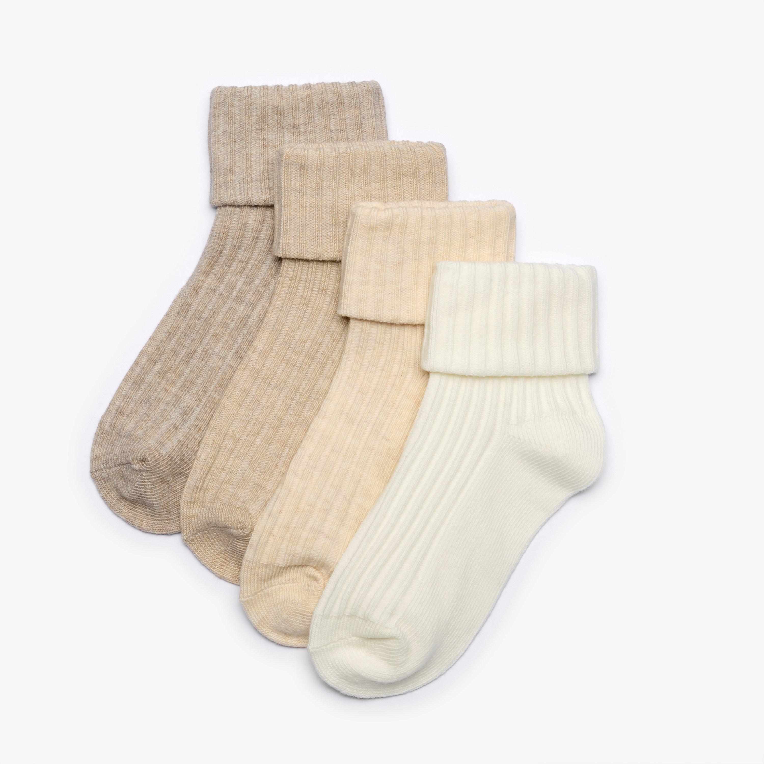 Socks 4 Pack Multicolour 1-2 Years Beige Combination Socks, view 1 of 3