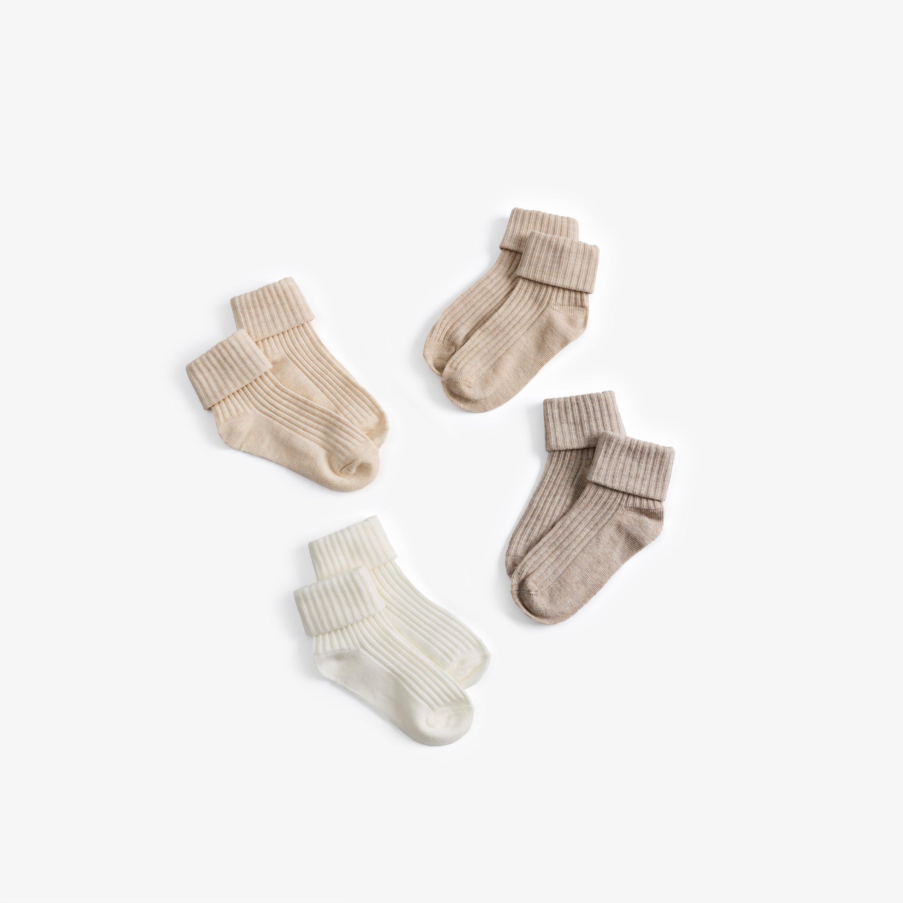 Socks 4 Pack Multicolour 1-2 Years — Beige