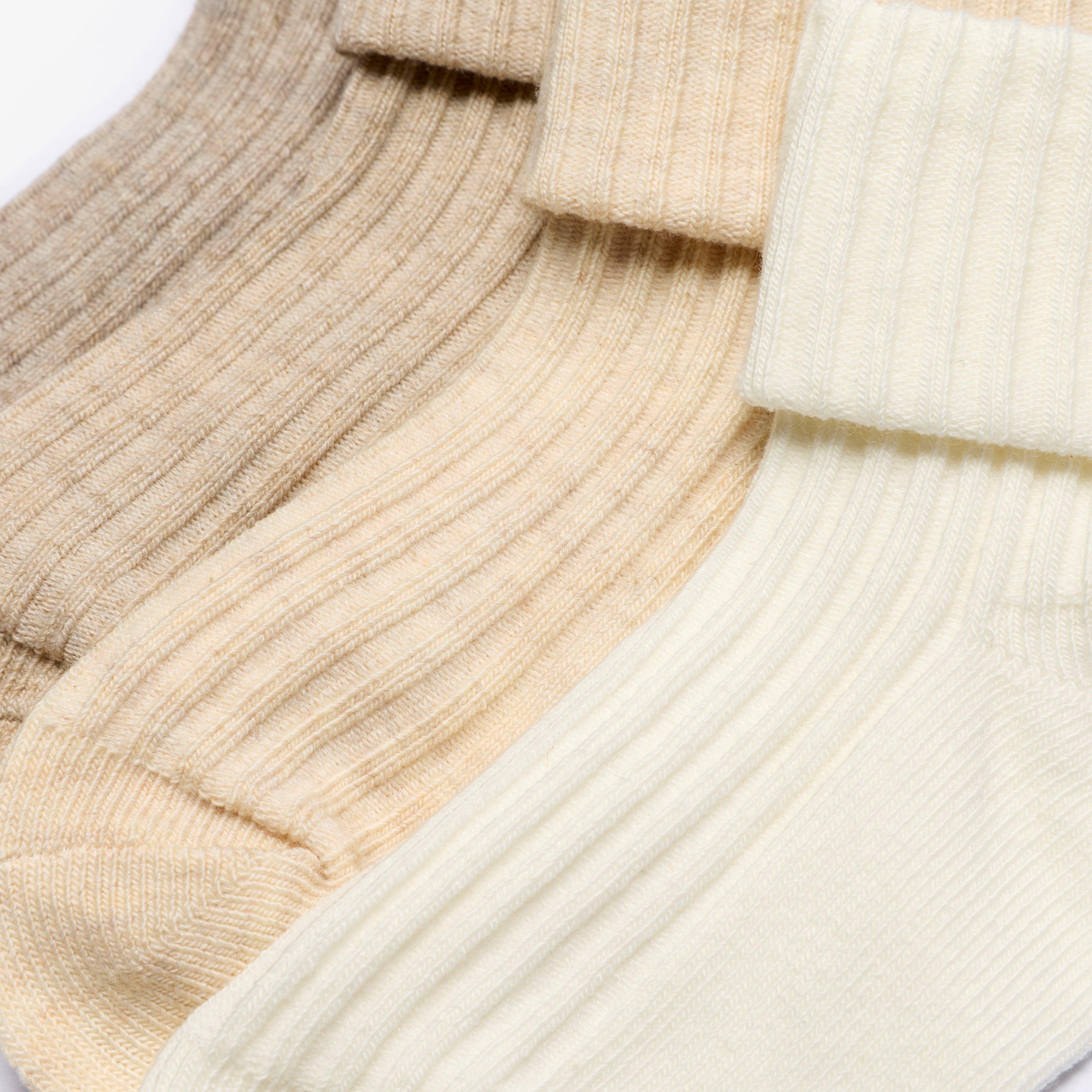 White Socks 4 Pack 6-12 Months — Beige