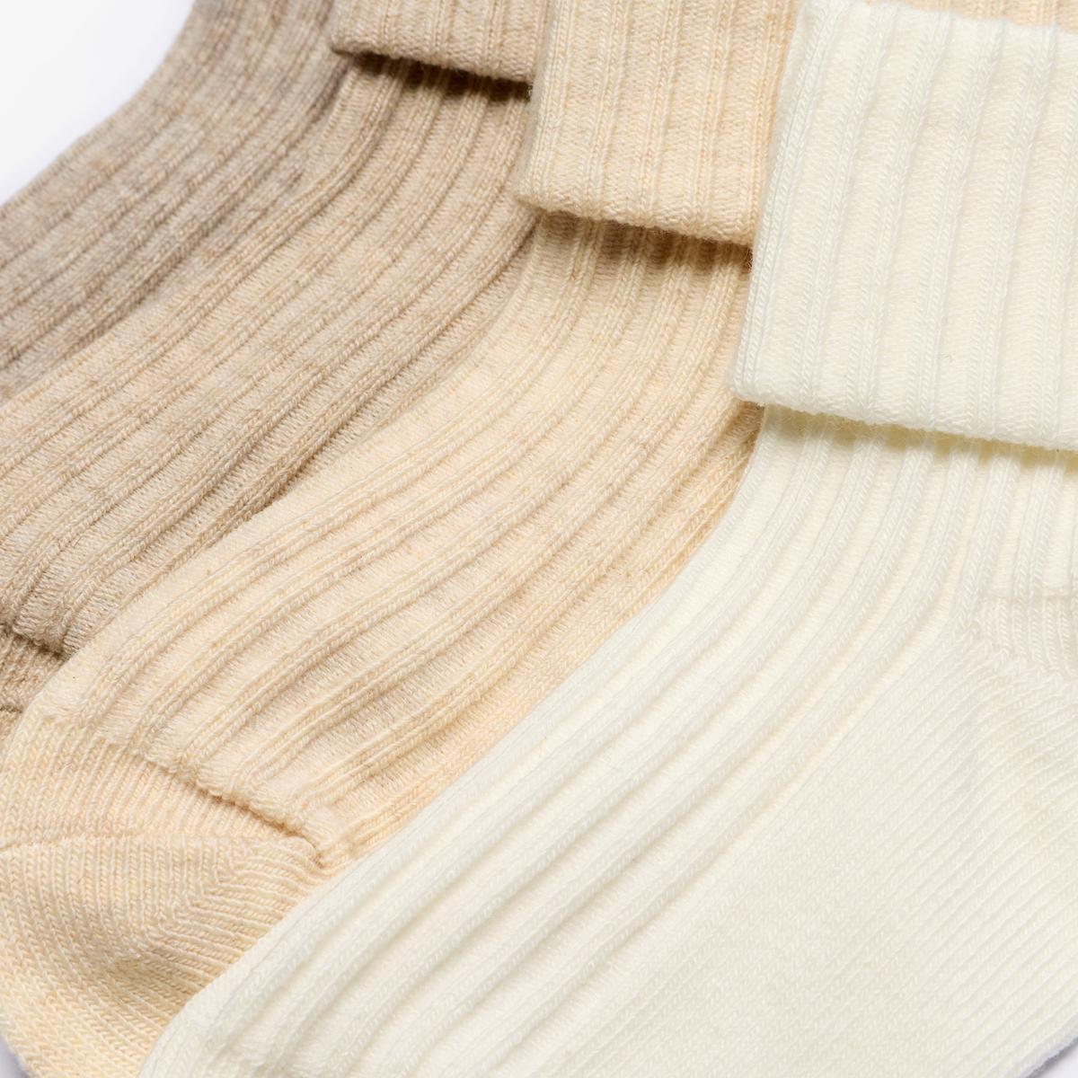 White Socks 4 Pack 6-12 Months — Beige