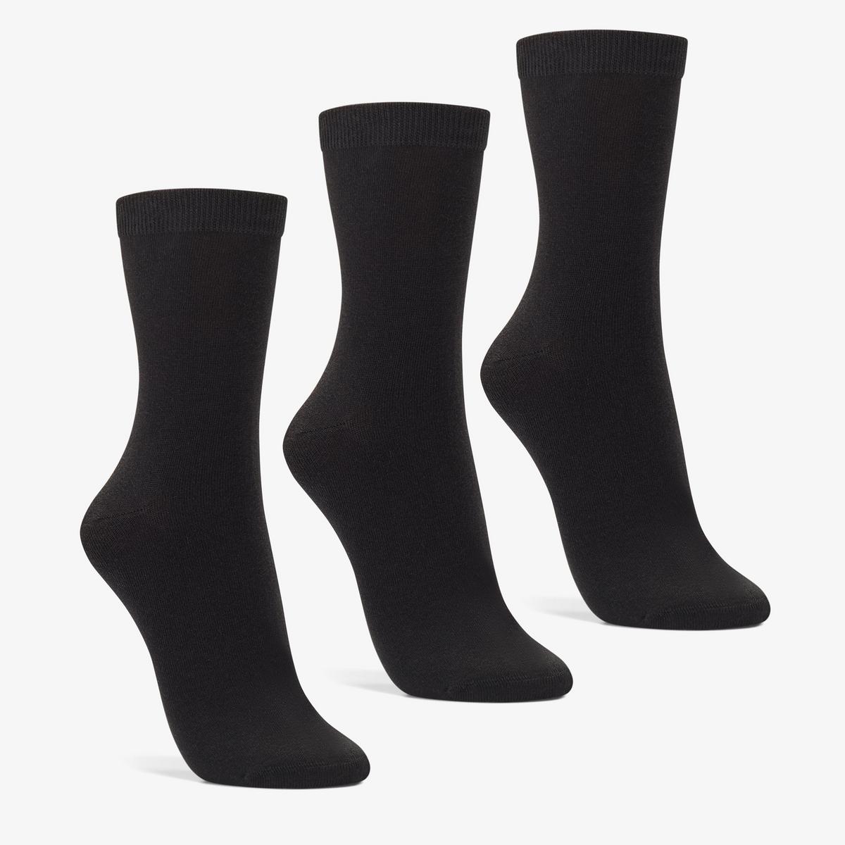 3 Pack Socks Size 2-8 Black — Black