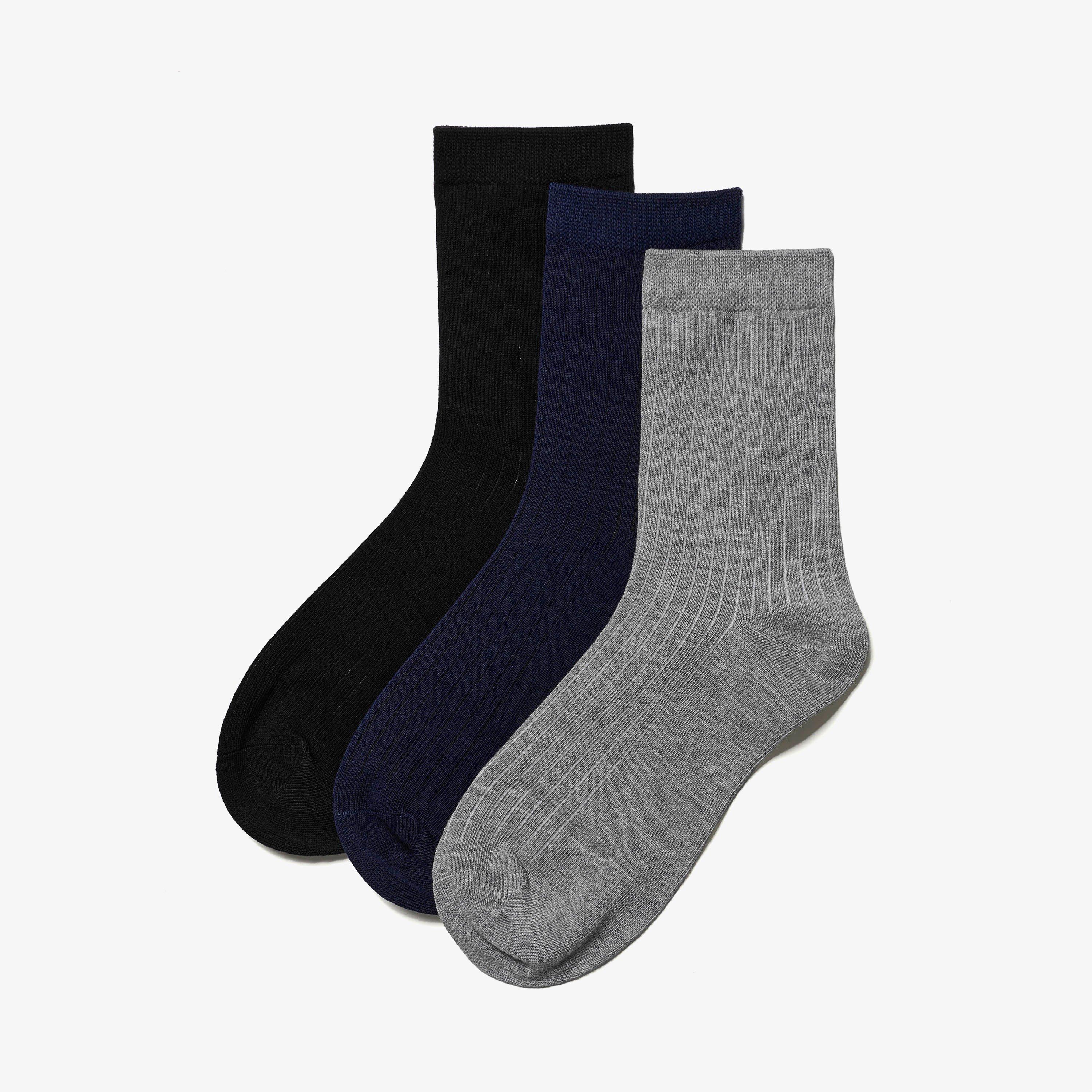 3 Pack Crew Sock Black Multicolour Socks, view 1 of 2