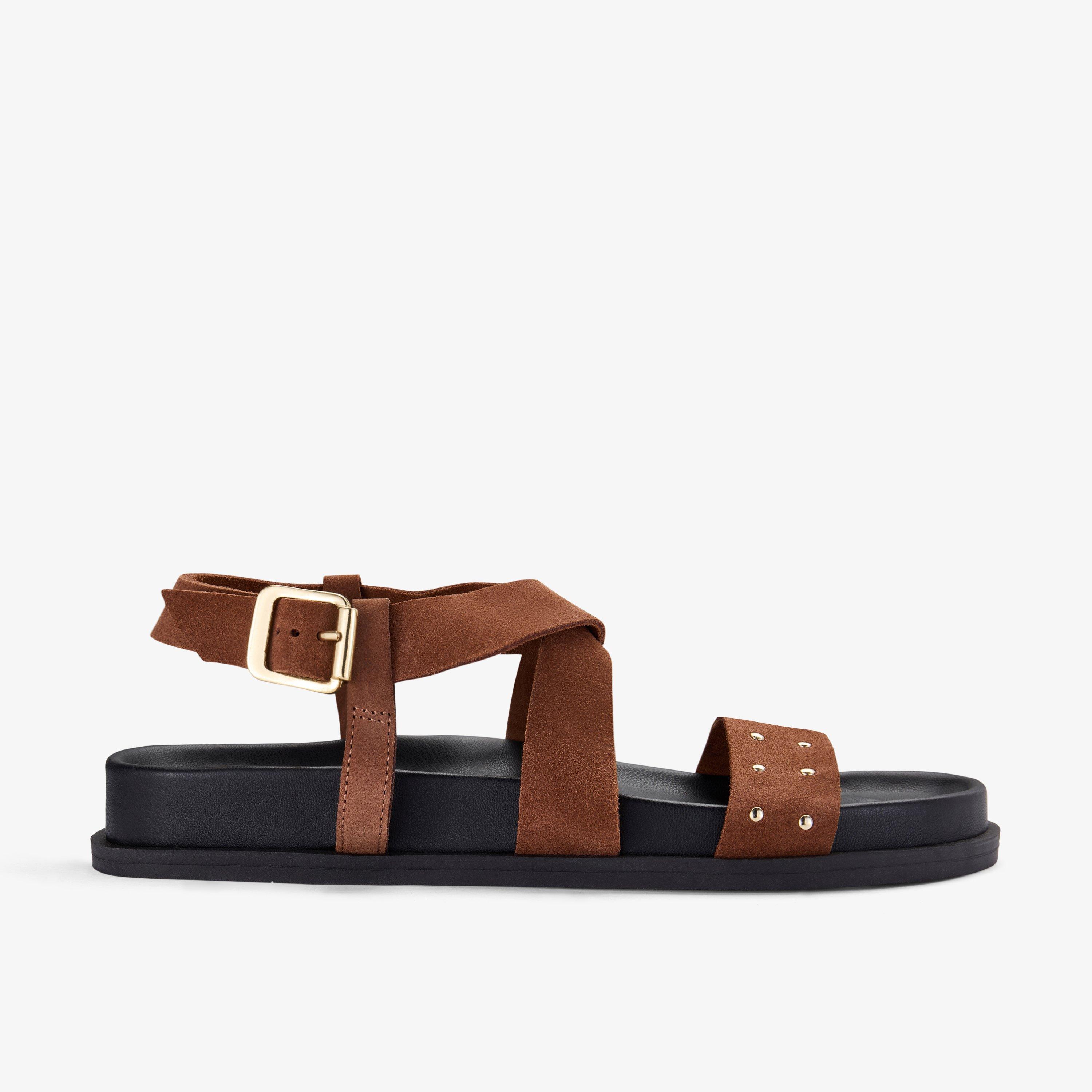 Zarlea Strap Tan Flat Sandals, view 1 of 6
