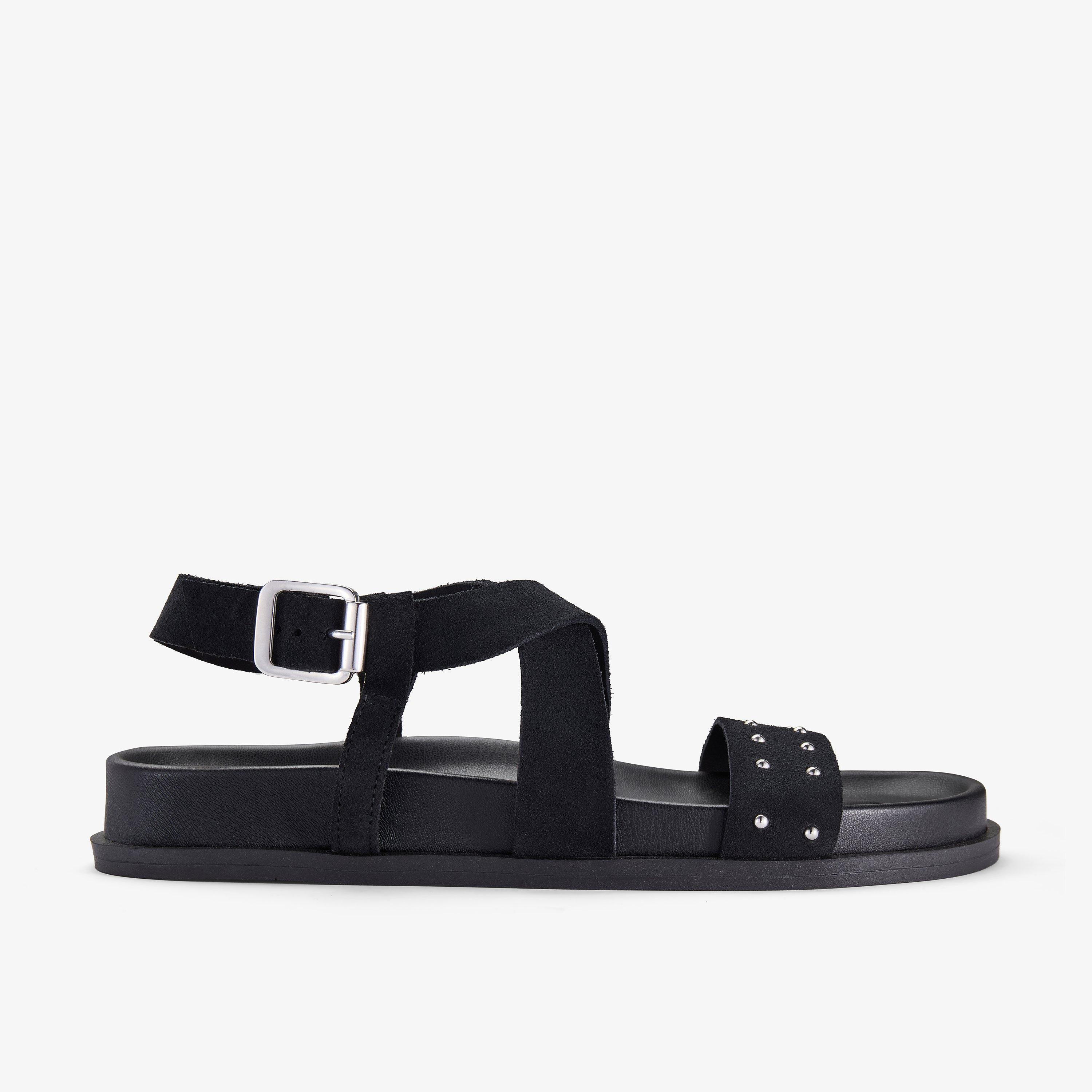 Zarlea Strap Black Flat Sandals, view 1 of 6