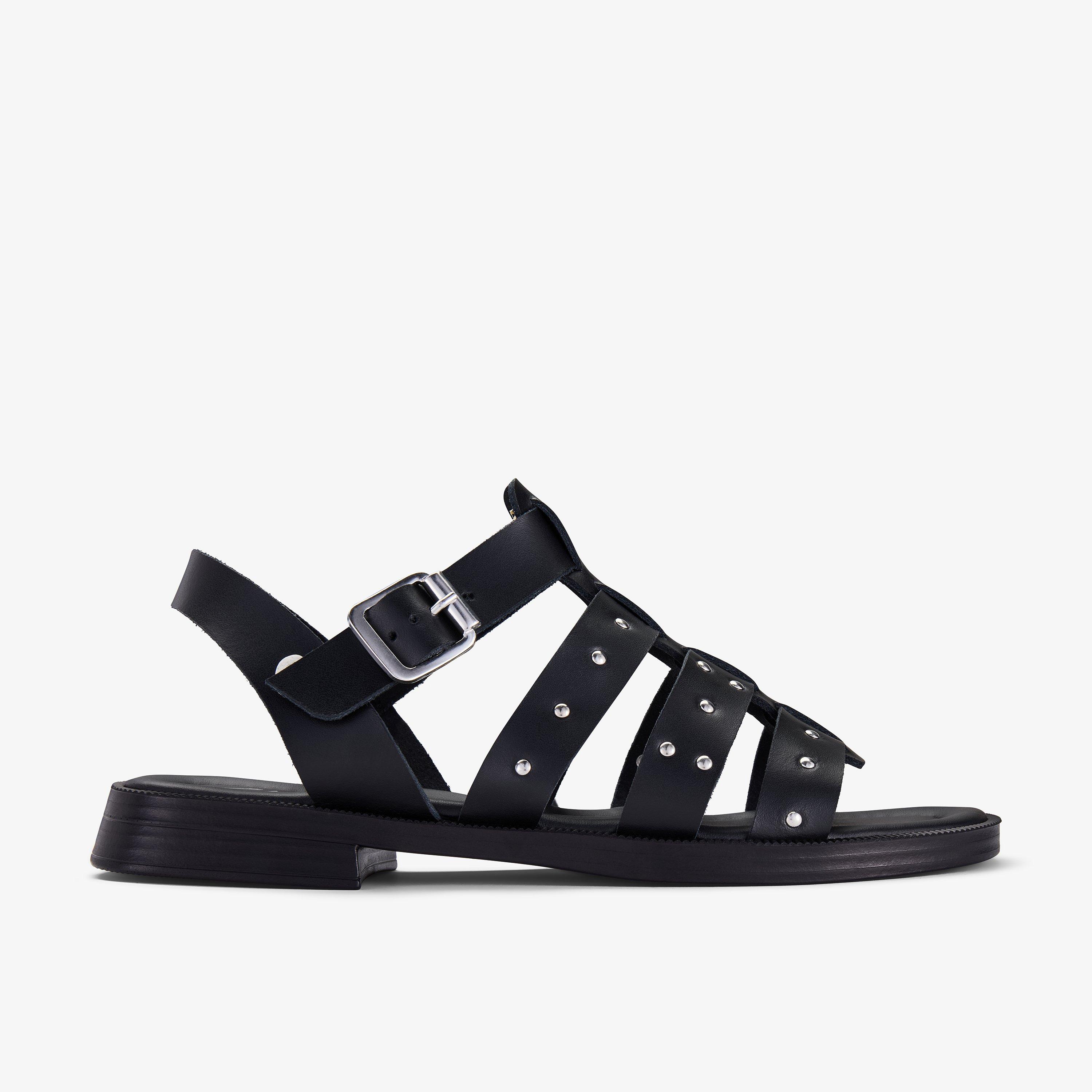 Tenara Strap Black Flat Sandals, view 1 of 6