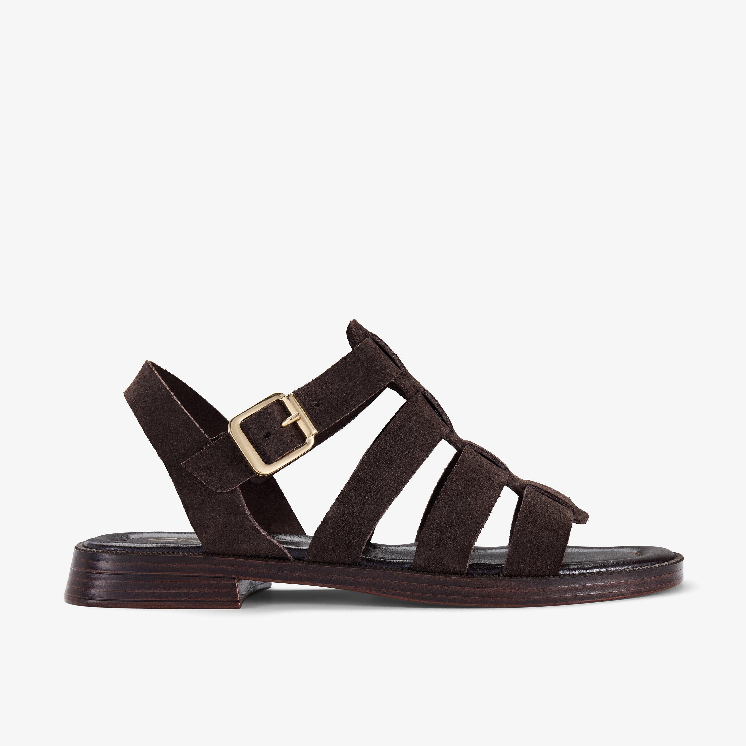 Tenara Strap Brown Suede Flat Sandals, view 1 of 6