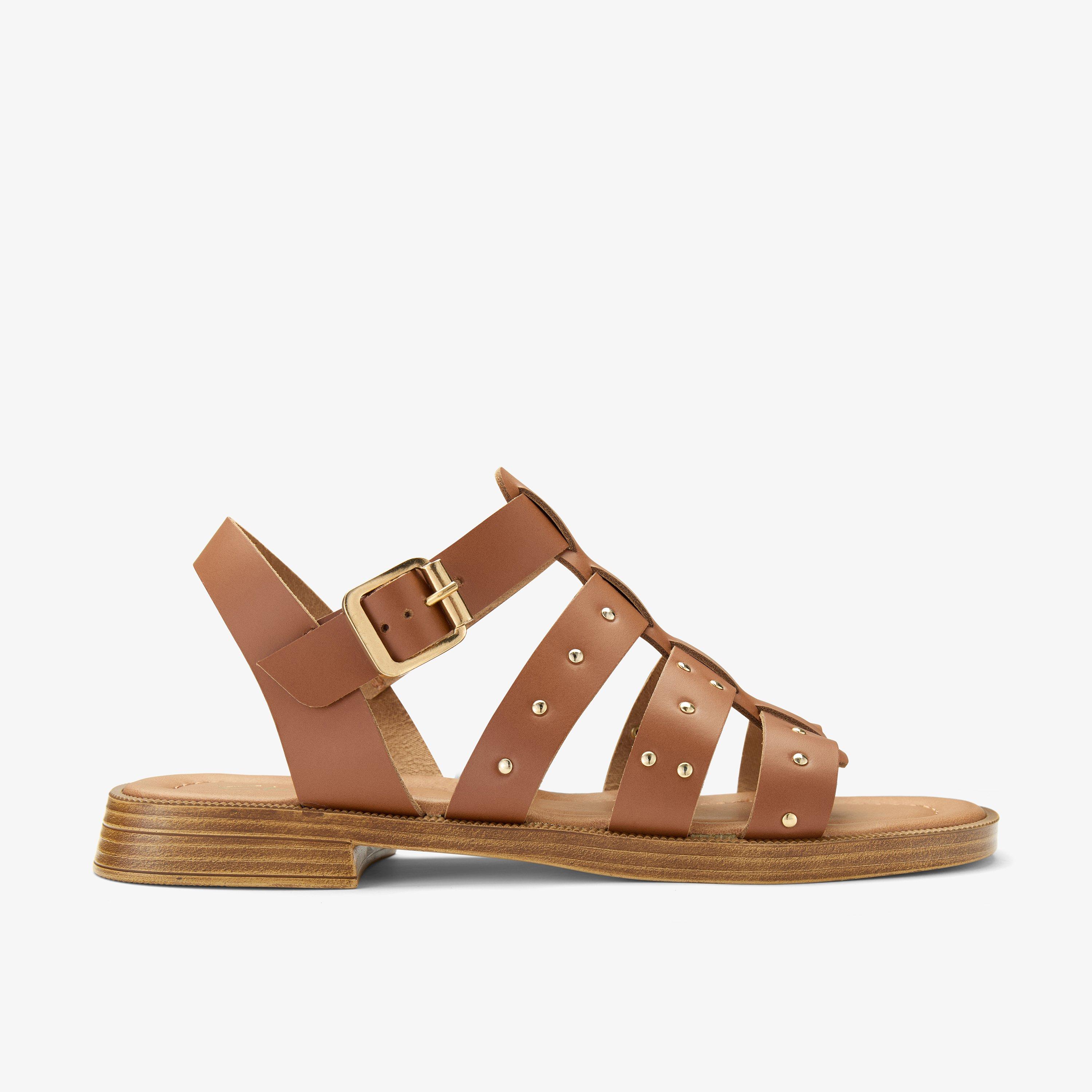 Tenara Strap Tan Flat Sandals, view 1 of 6