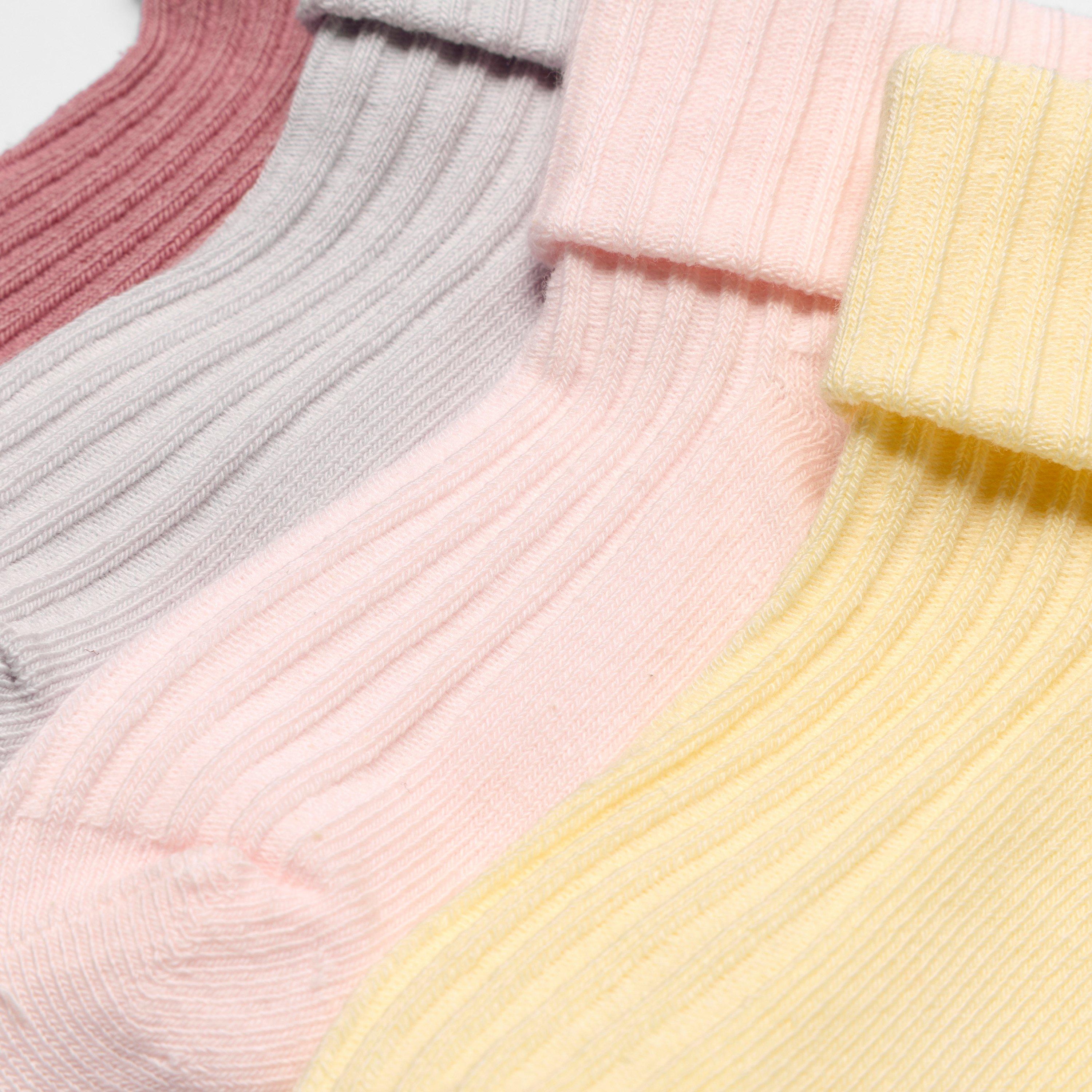 White Socks 4 Pack 6-12 Months — Pink