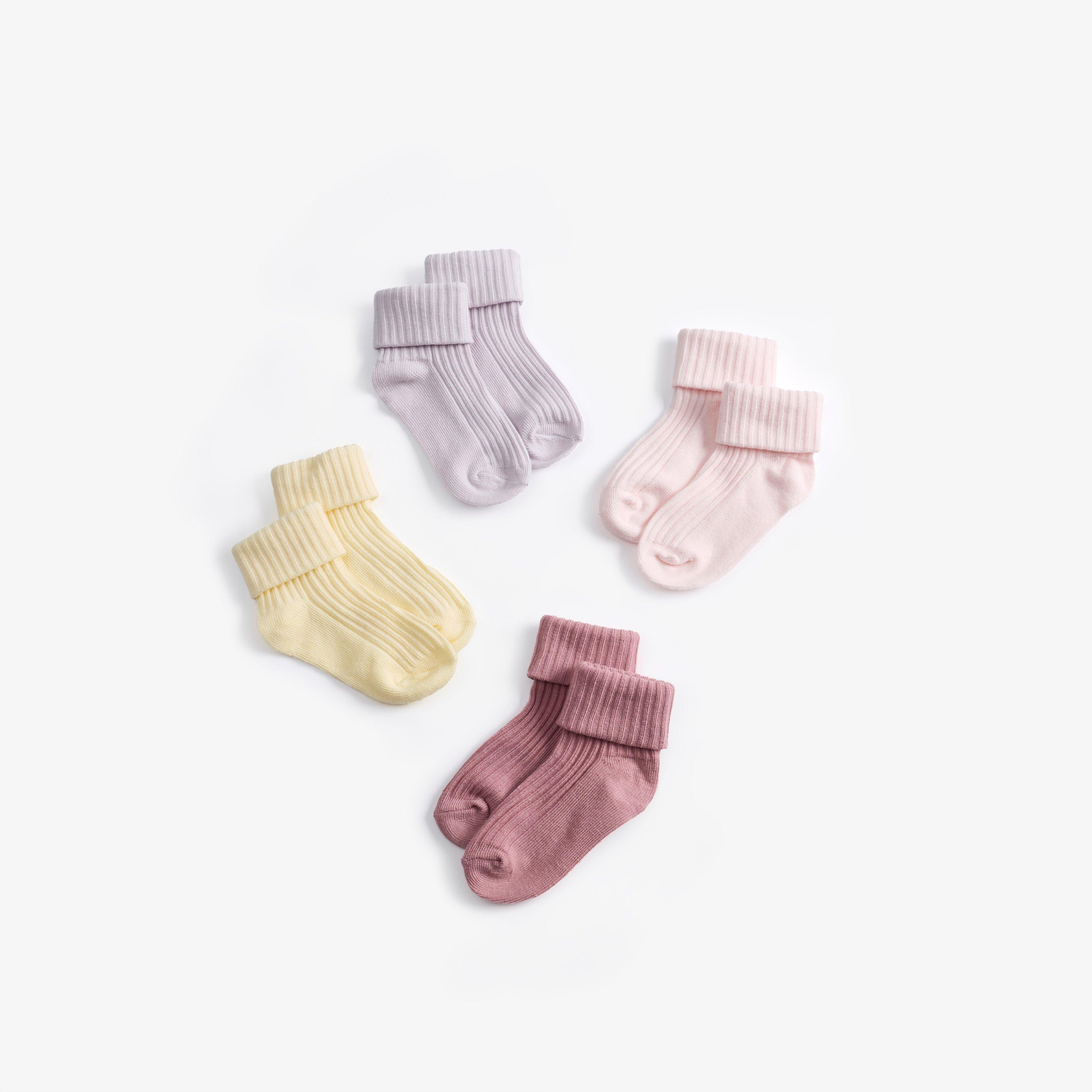 White Socks 4 Pack 6-12 Months — Pink