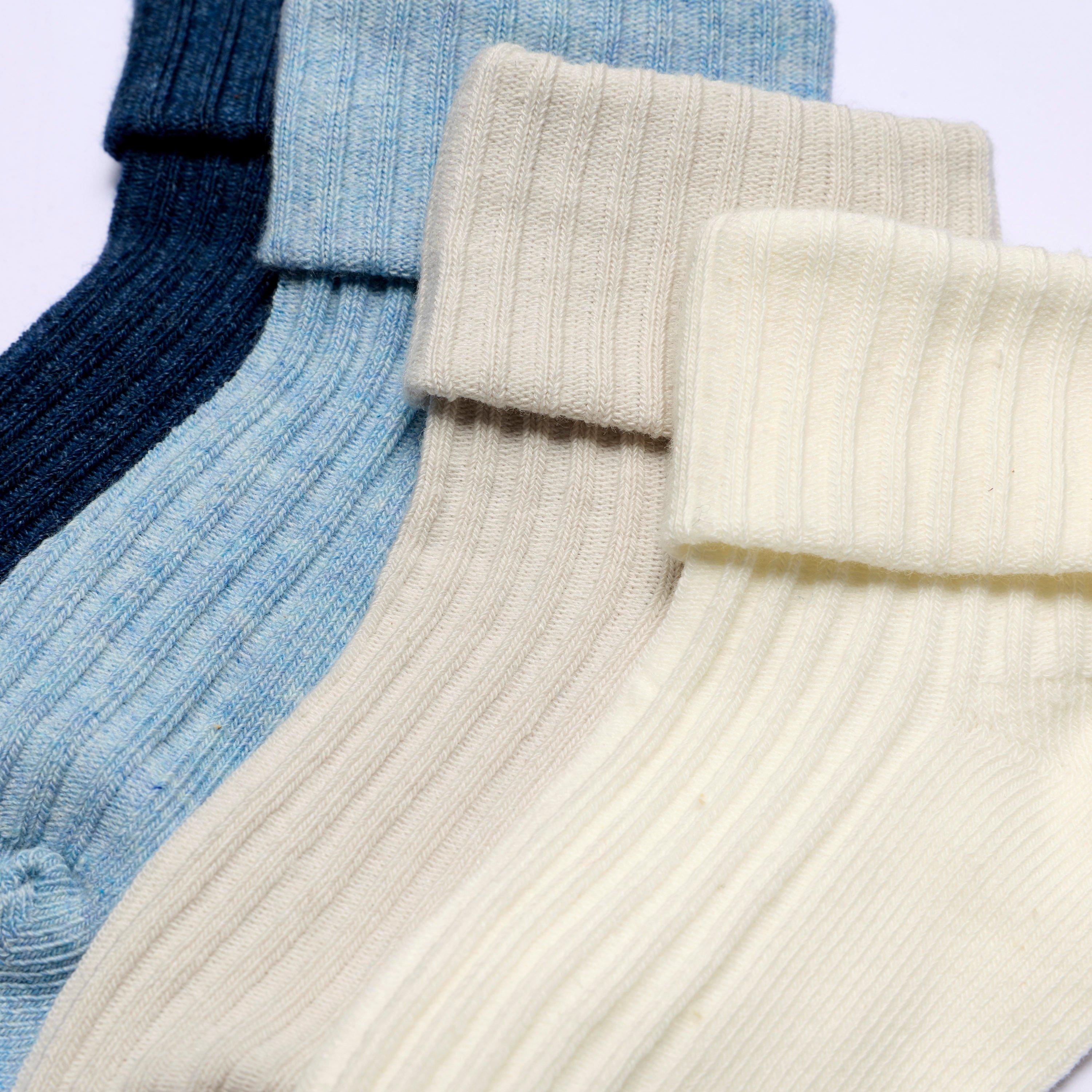 White Socks 4 Pack 6-12 Months — Blue