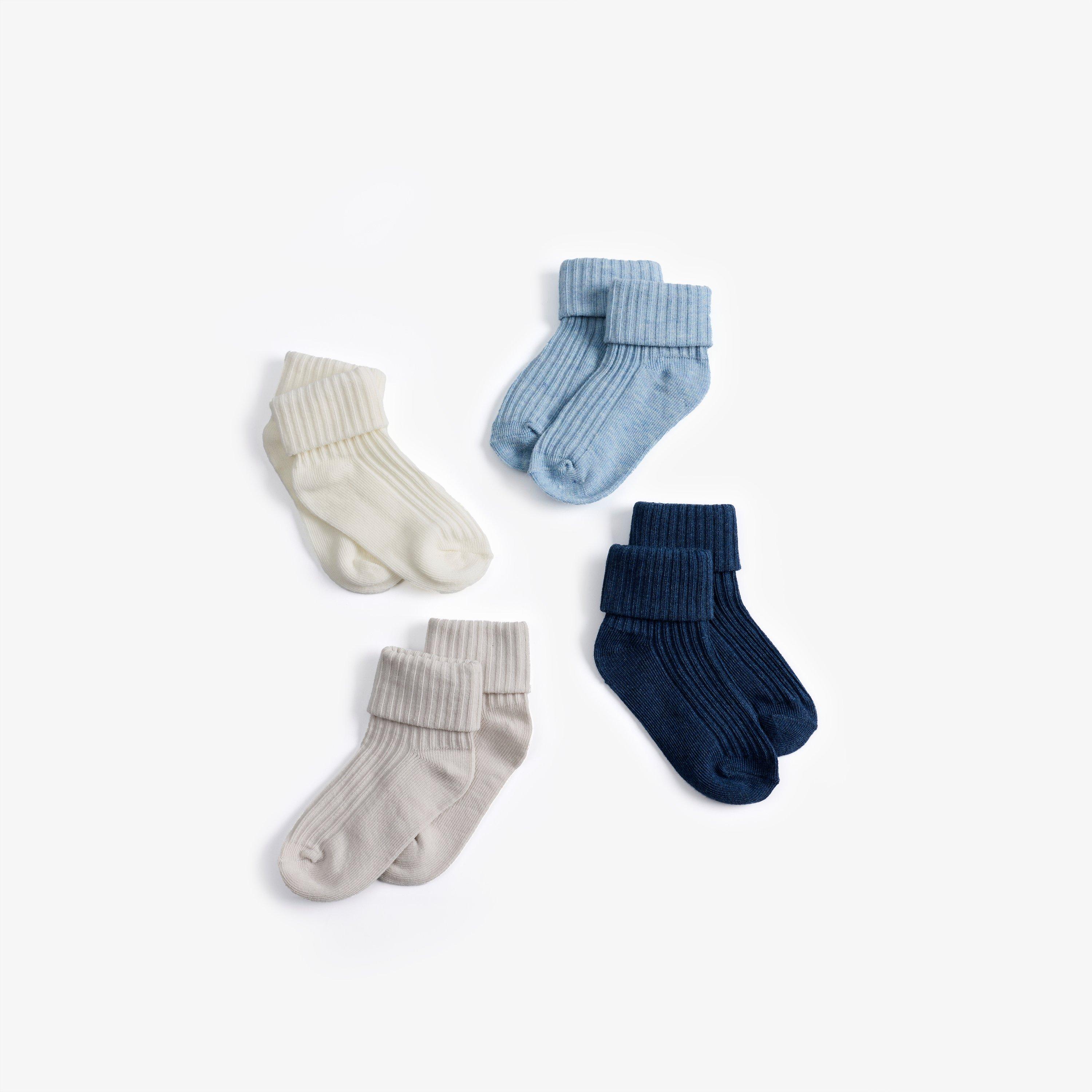 White Socks 4 Pack 6-12 Months — Blue
