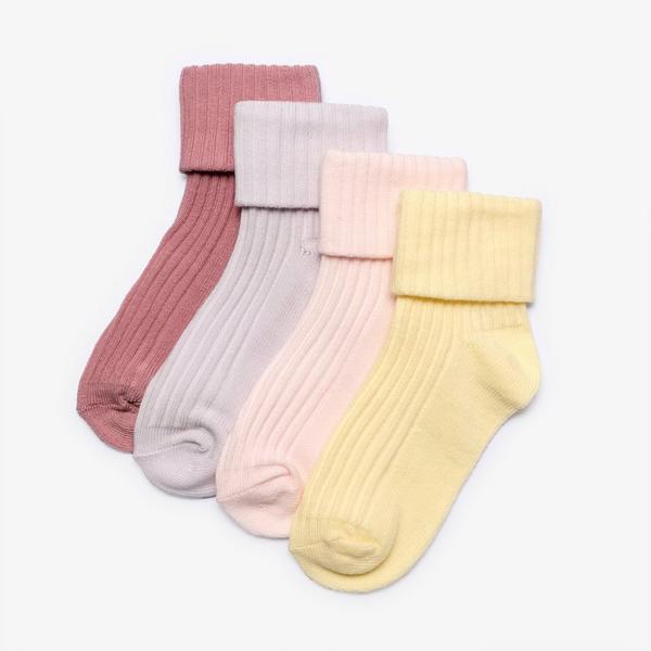 Socks 4 Pack Multicolour 1-2 Years — Pink