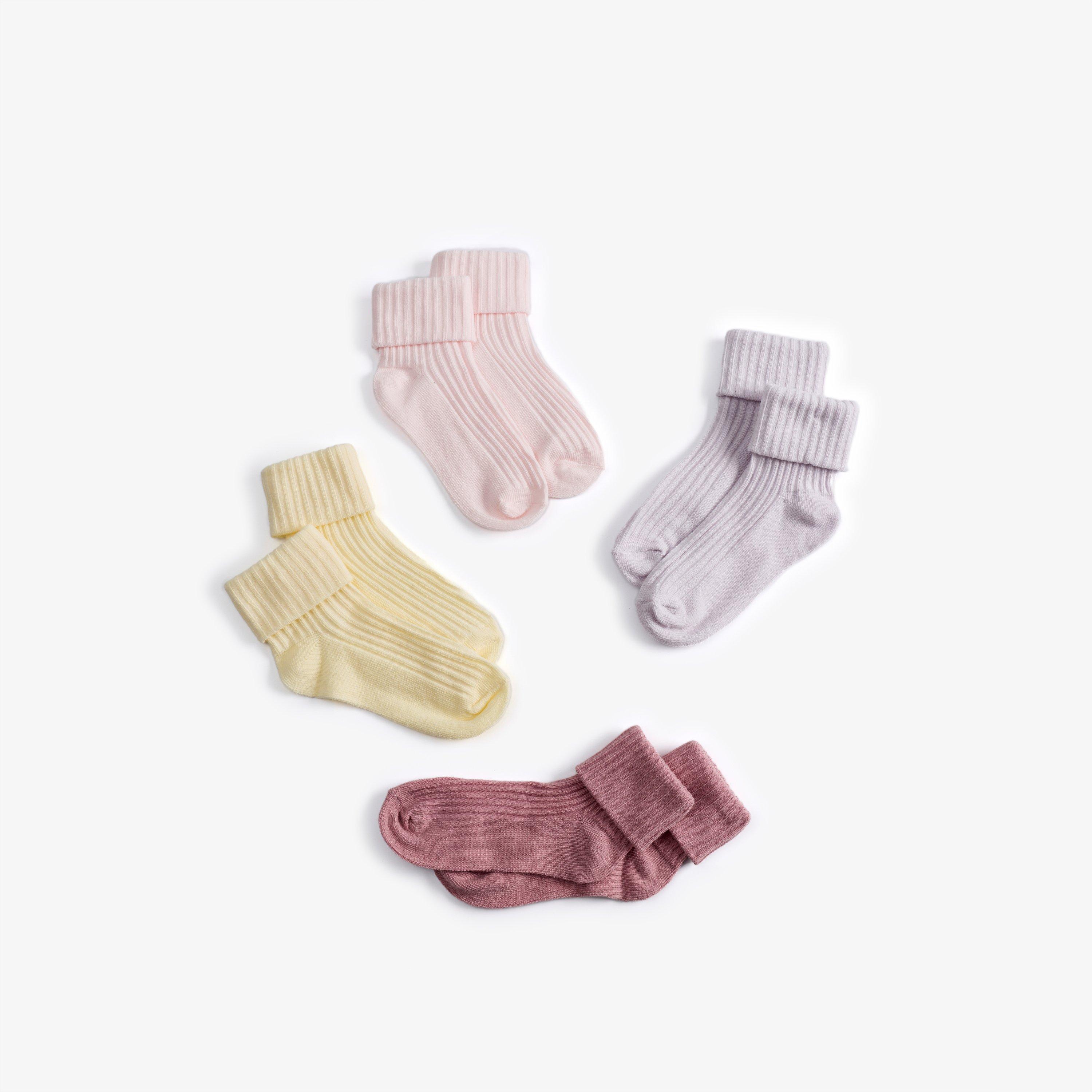 Socks 4 Pack Multicolour 1-2 Years — Pink