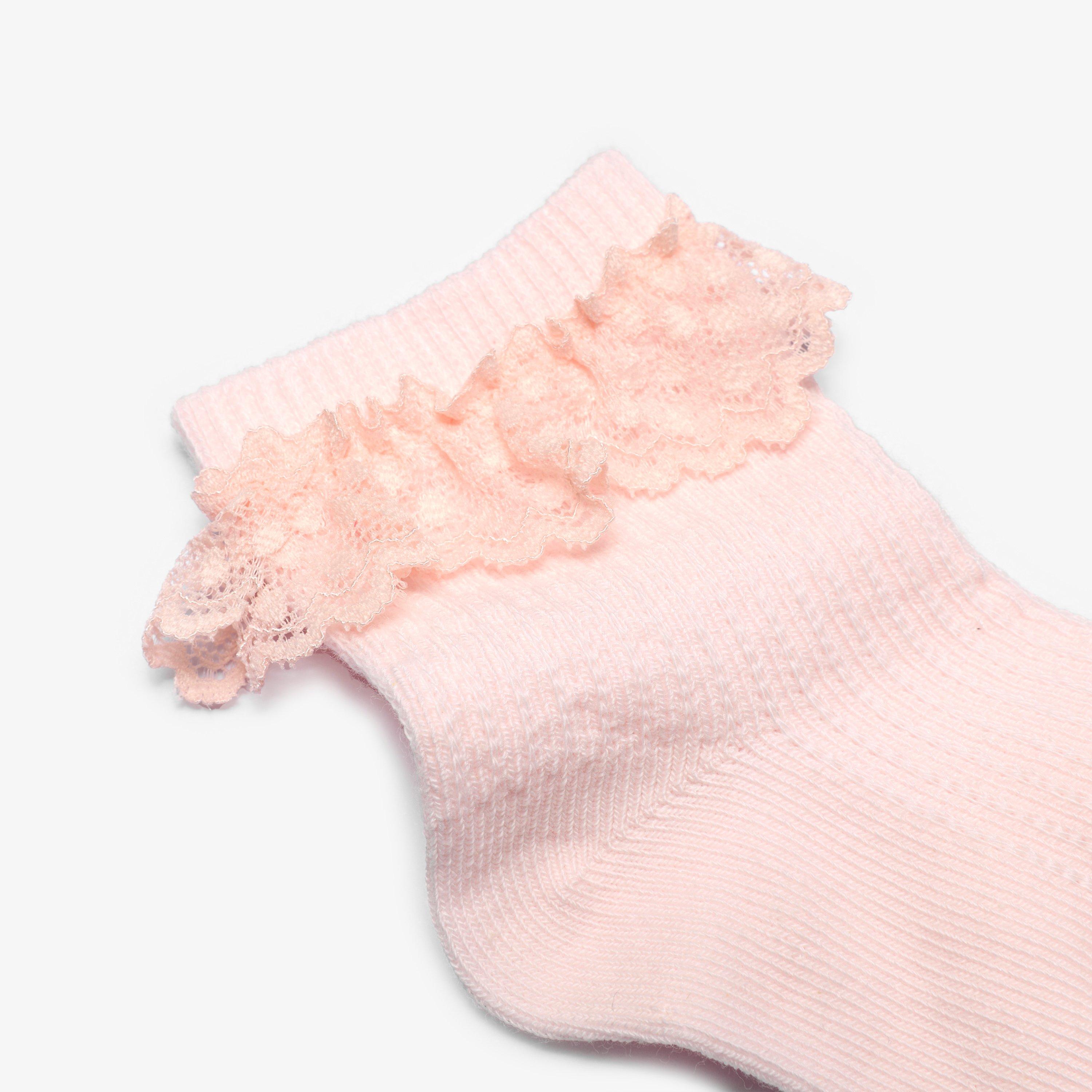 Frilly Socks 4 Pack White 0-6 Months — Pink