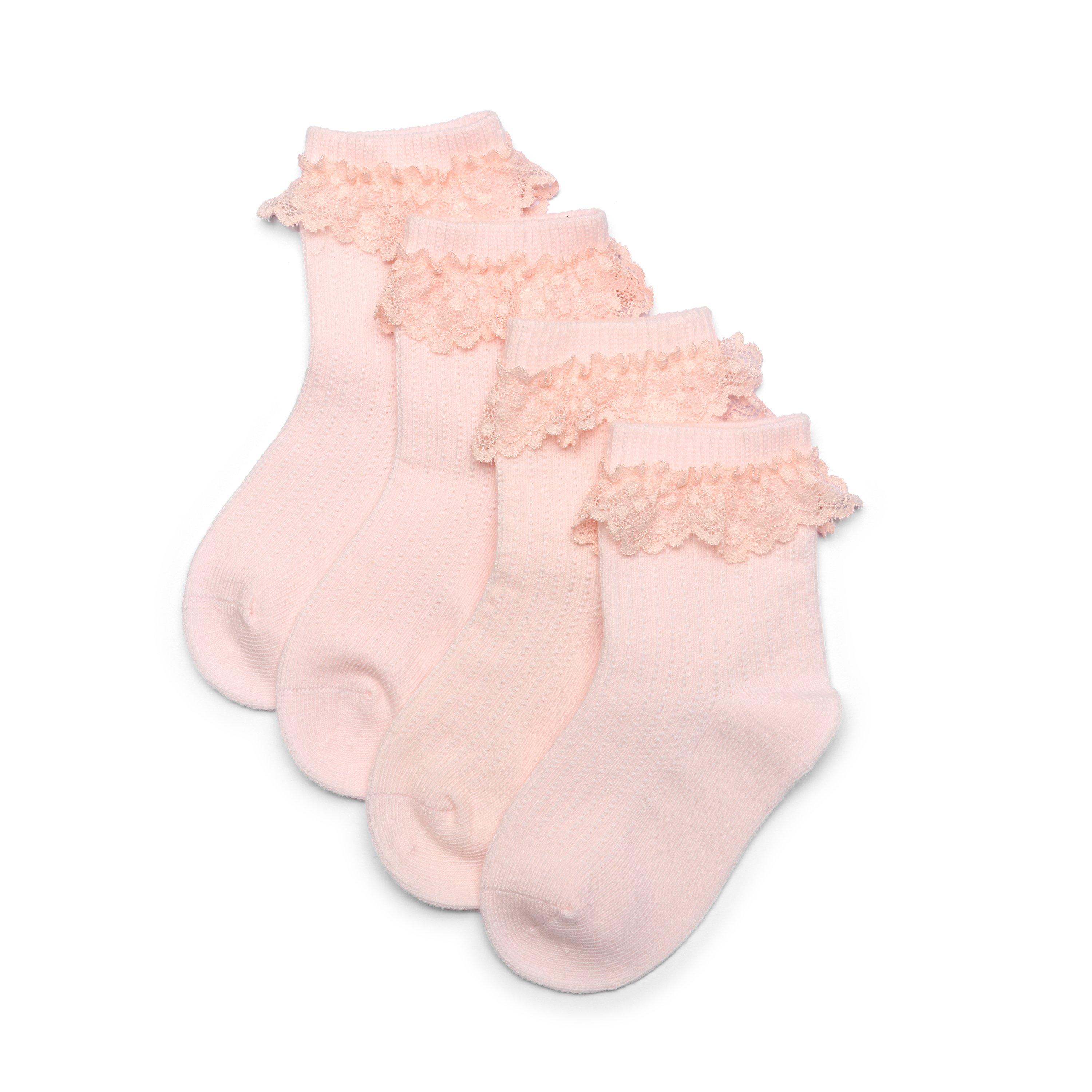 Frilly Socks Light Pink 4 Pack 1-2 Years Light Pink Socks, view 1 of 3