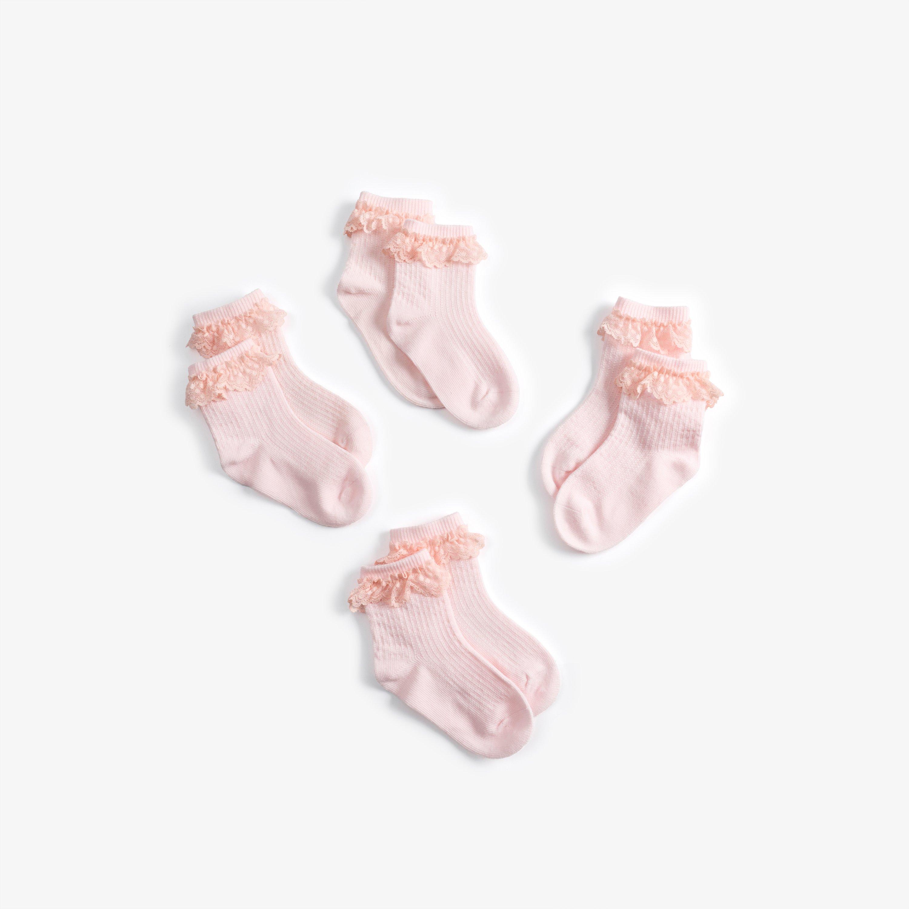 Children Frilly Socks 4 Pack 1-2 Years — Pink