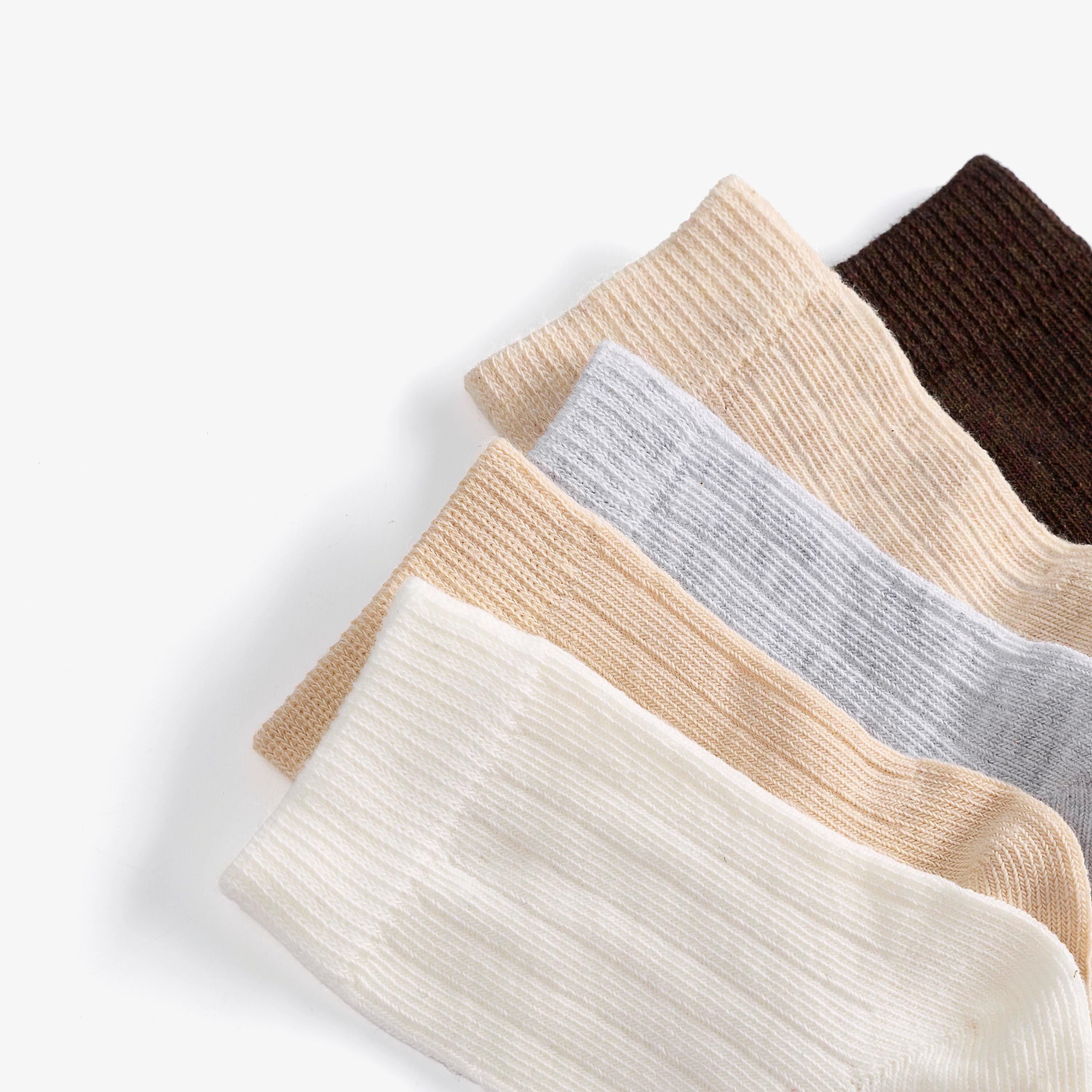 5 Pack Ribbed Crew Socks 1-2 years Beige Combination Socks, view 4 of 4