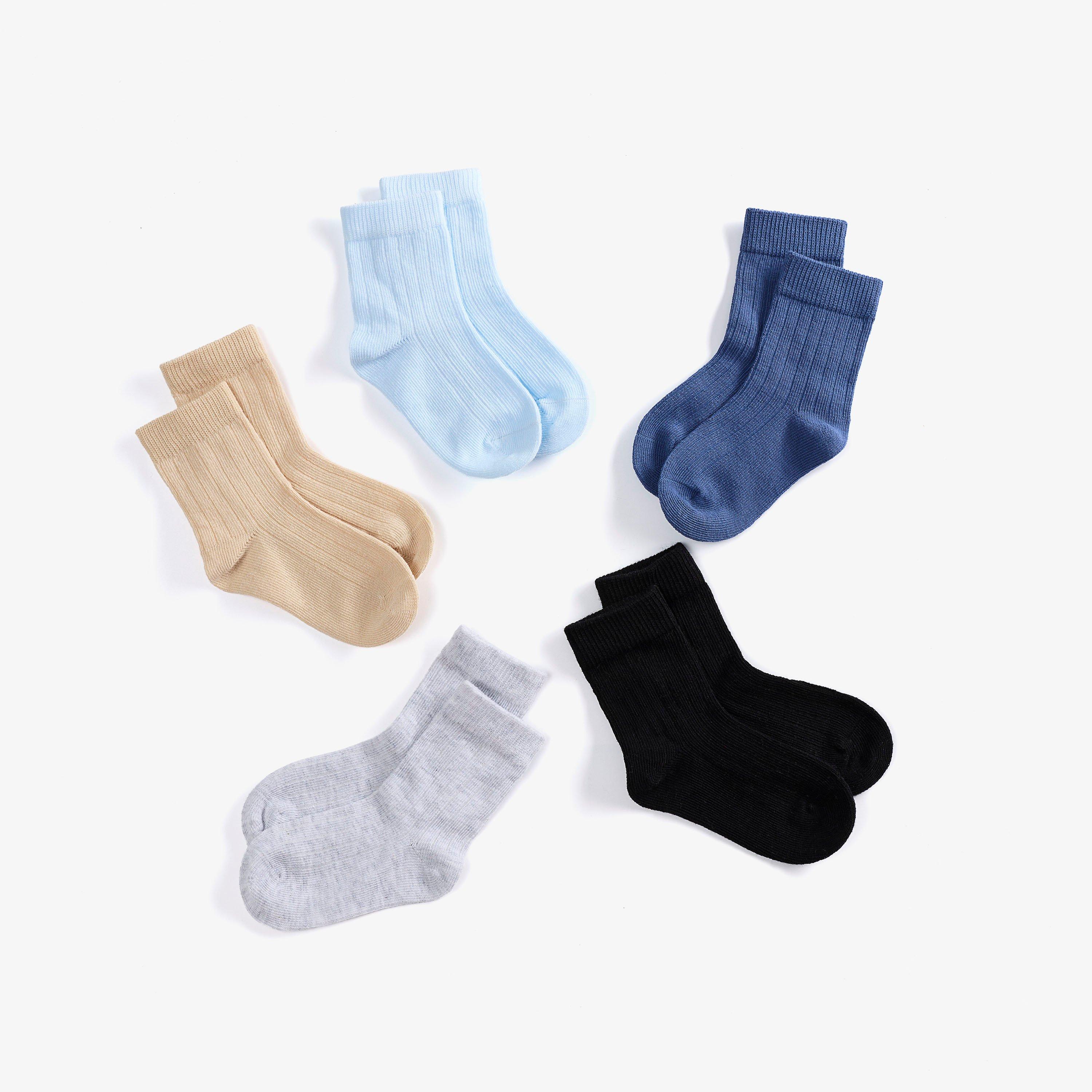 5 Pack Ribbed Crew Socks 1-2 years Blue Multicolour Socks, view 2 of 4