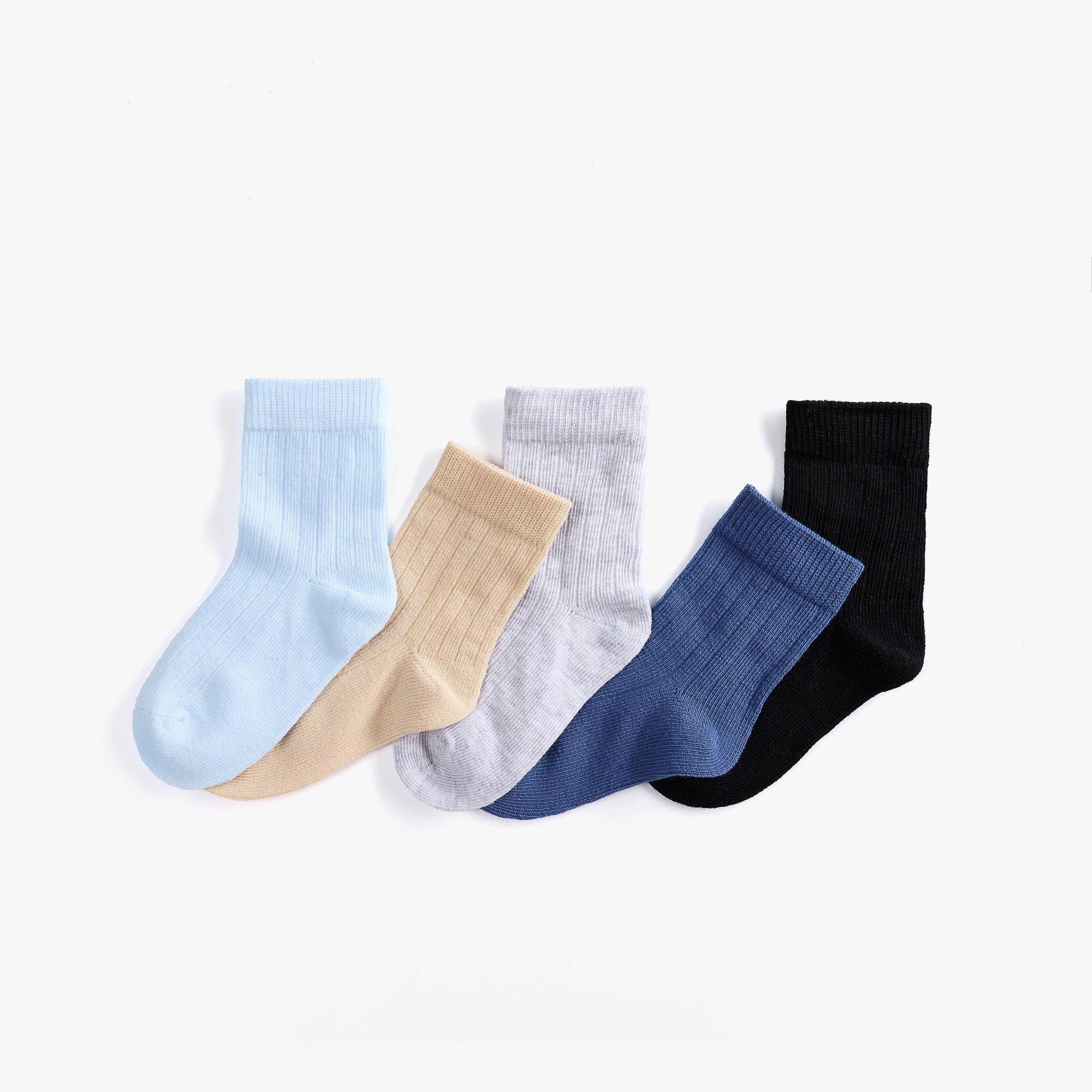 5 Pack Ribbed Crew Socks 1-2 years Blue Multicolour Socks, view 3 of 4