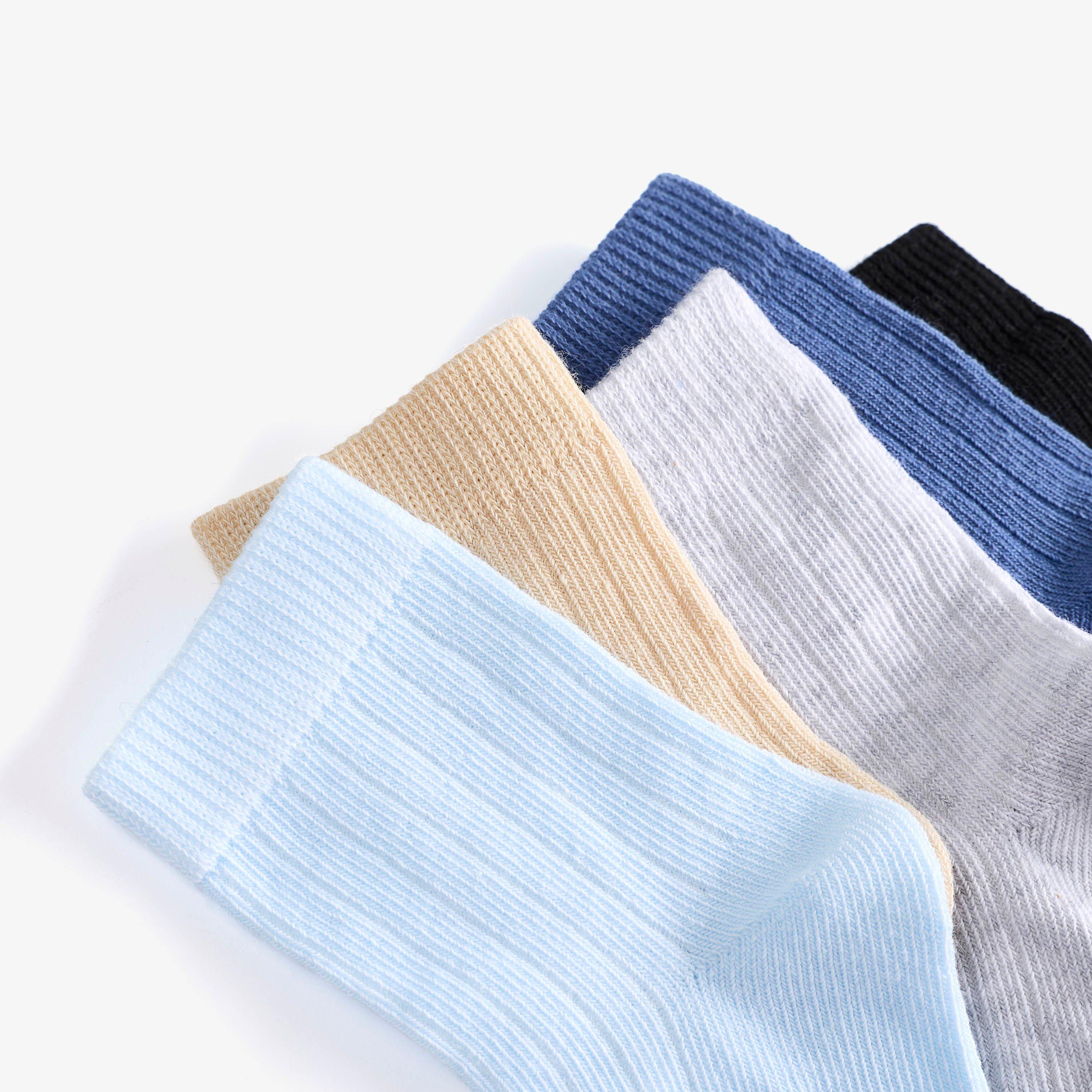 5 Pack Ribbed Crew Socks 1-2 years Blue Multicolour Socks, view 4 of 4