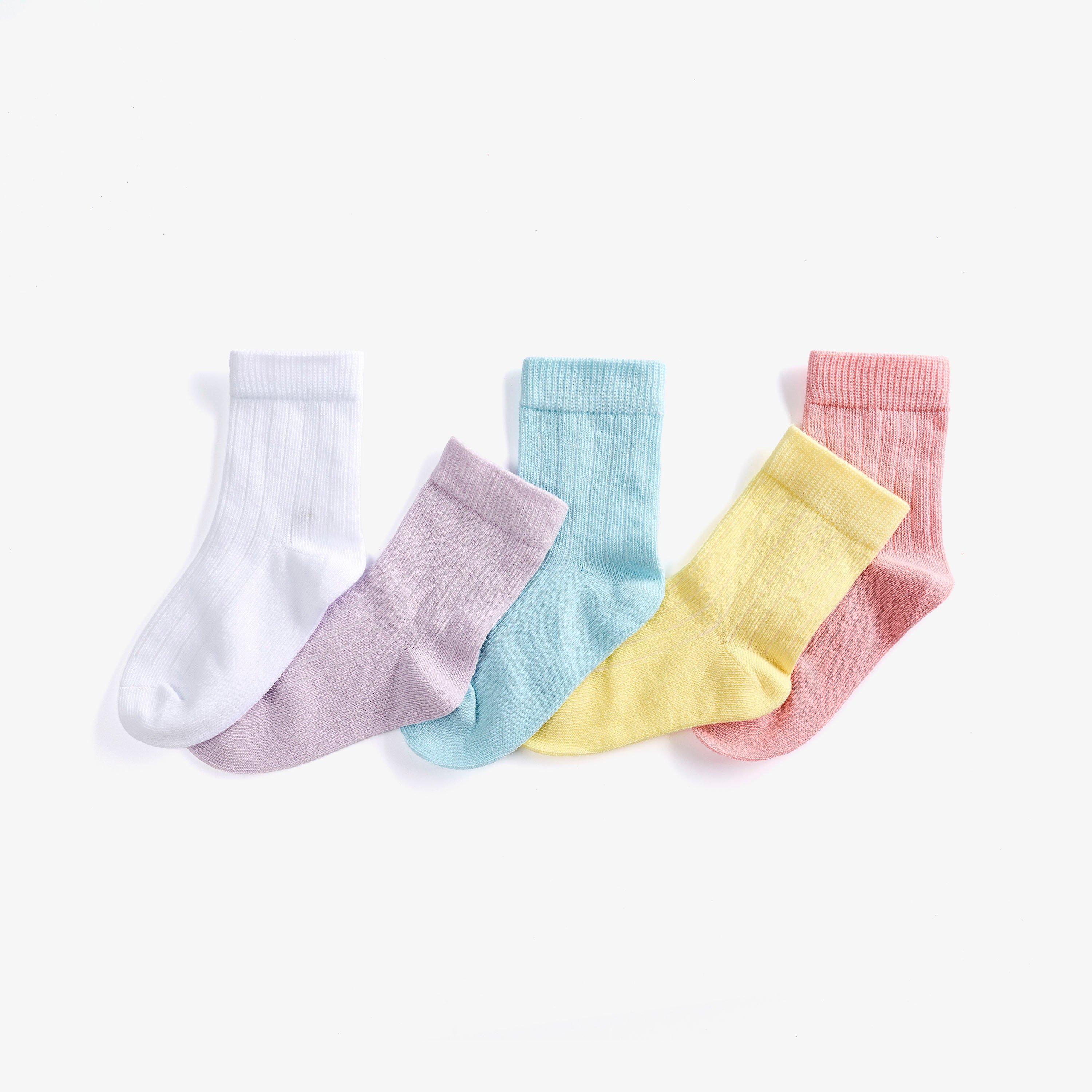 5 Pack Ribbed Crew Socks 1-2 years Pink Multicolour Socks, view 3 of 4
