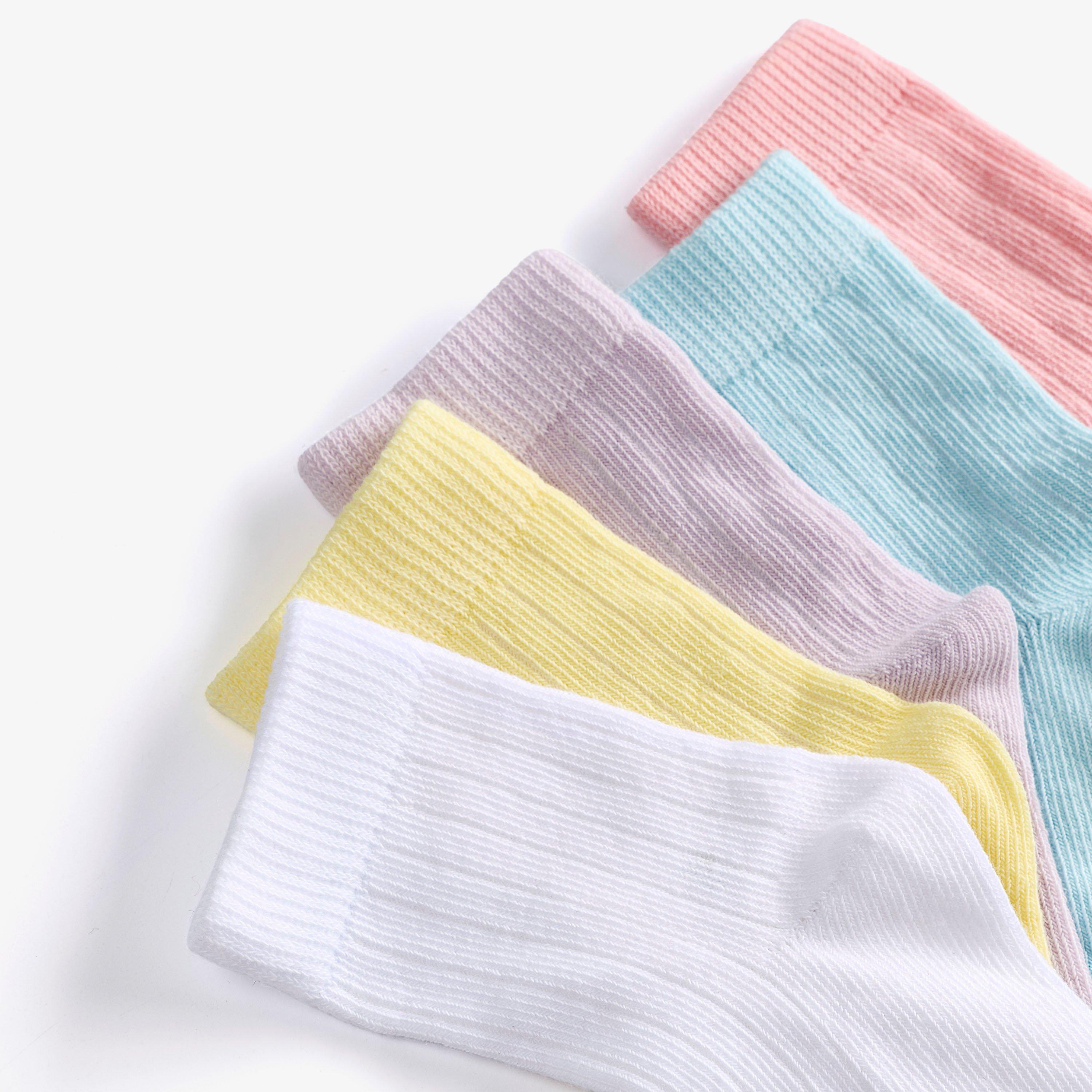 5 Pack Ribbed Crew Socks 1-2 years Pink Multicolour Socks, view 4 of 4