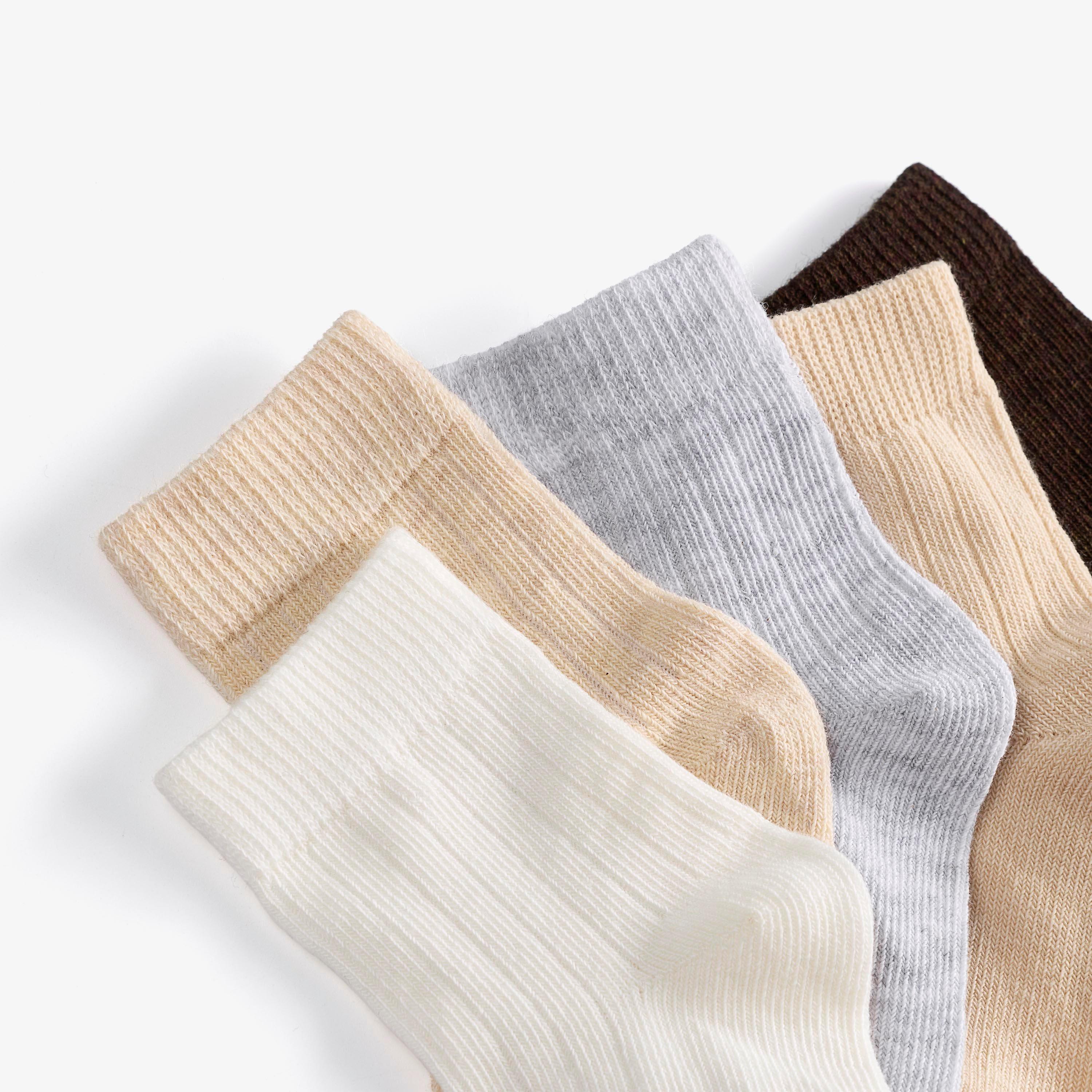 5 Pack Ribbed Crew Socks 6-12 months Beige Combination Socks, view 4 of 4